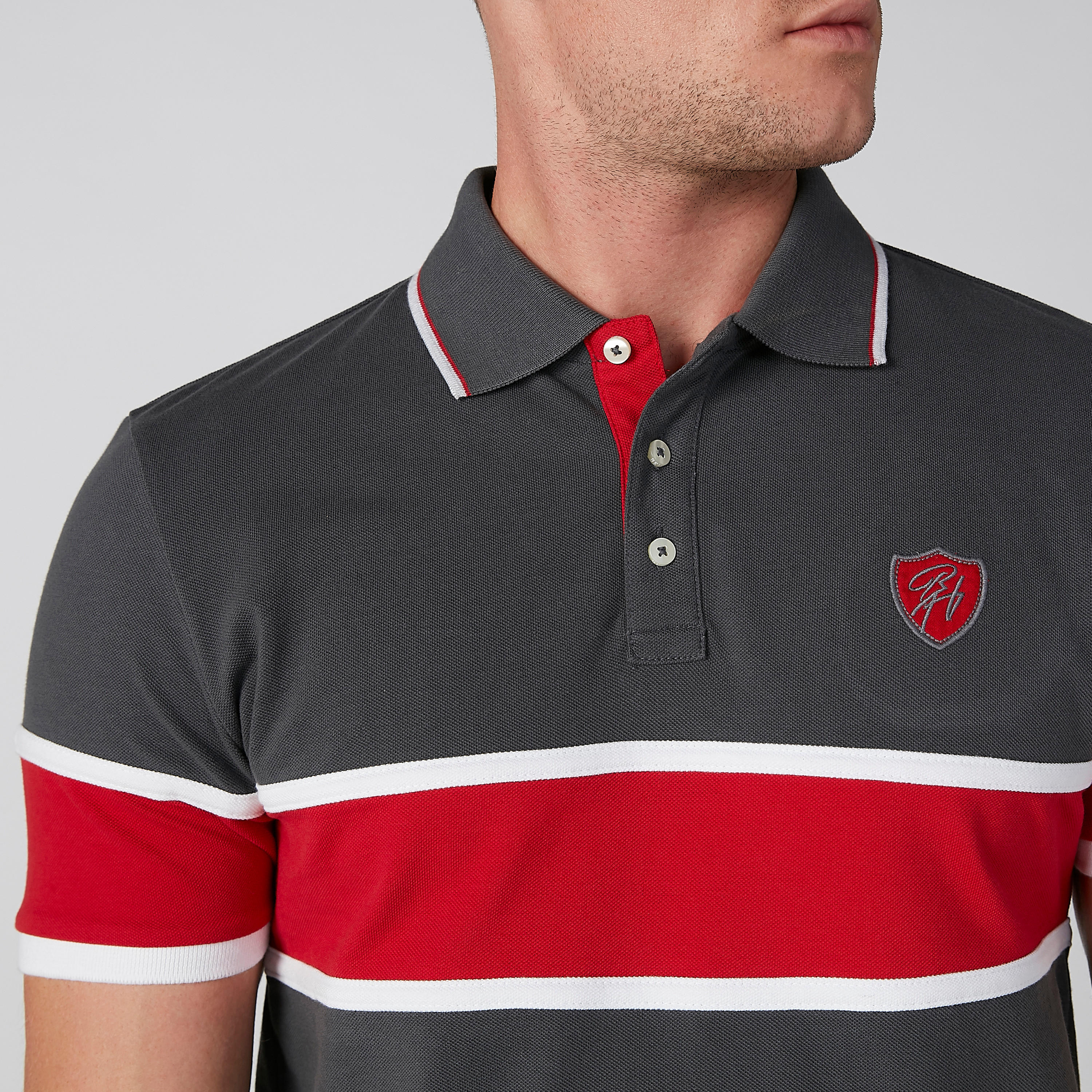 تيشيرت مقلّم بياقة بولو وأكمام قصيرة من بيينج هيومان-men-clothing-tshirtsandpolos-polos-image-4