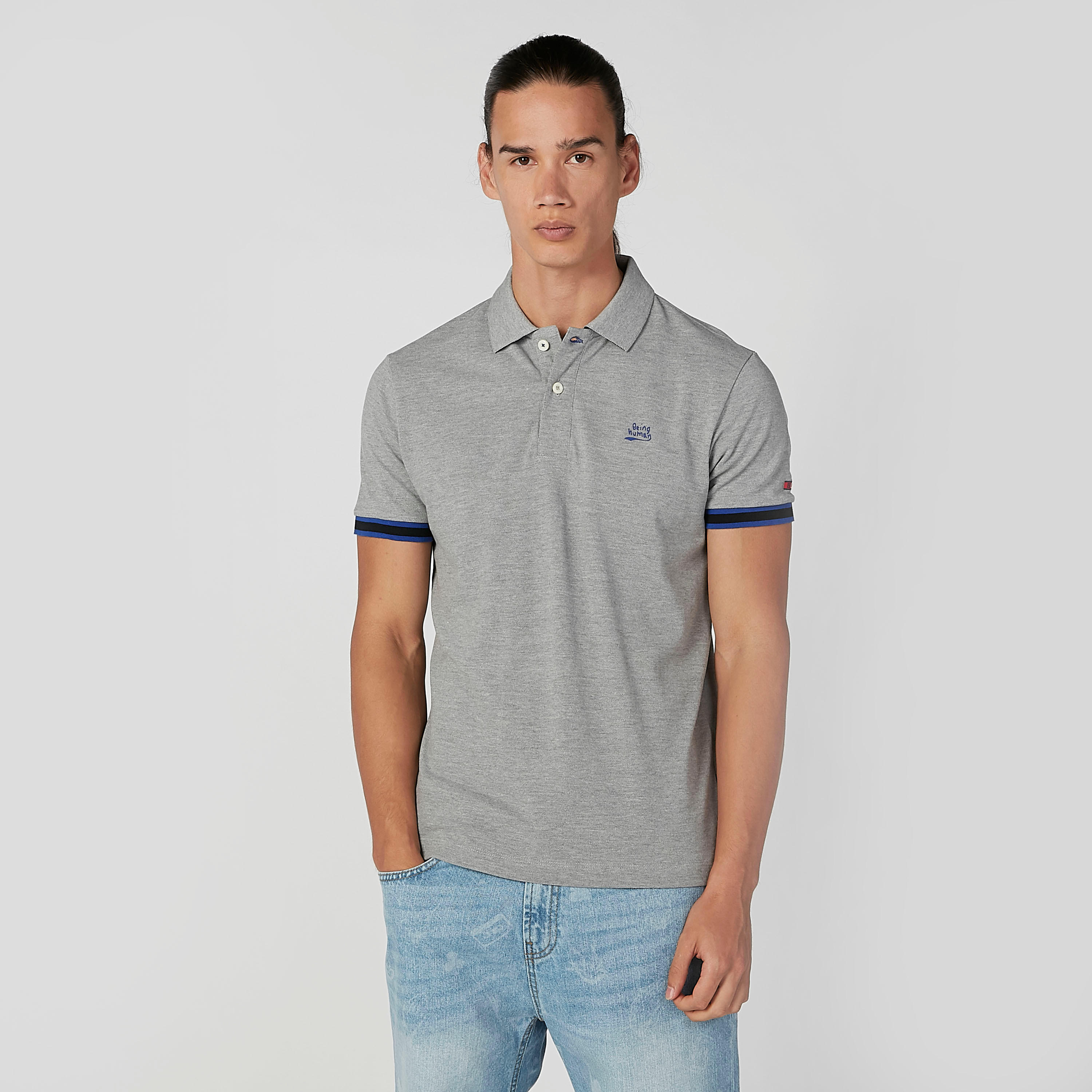 تيشيرت بياقة بولو وأكمام قصيرة بيينج هيومان-men-clothing-tshirtsandpolos-polos-image-1