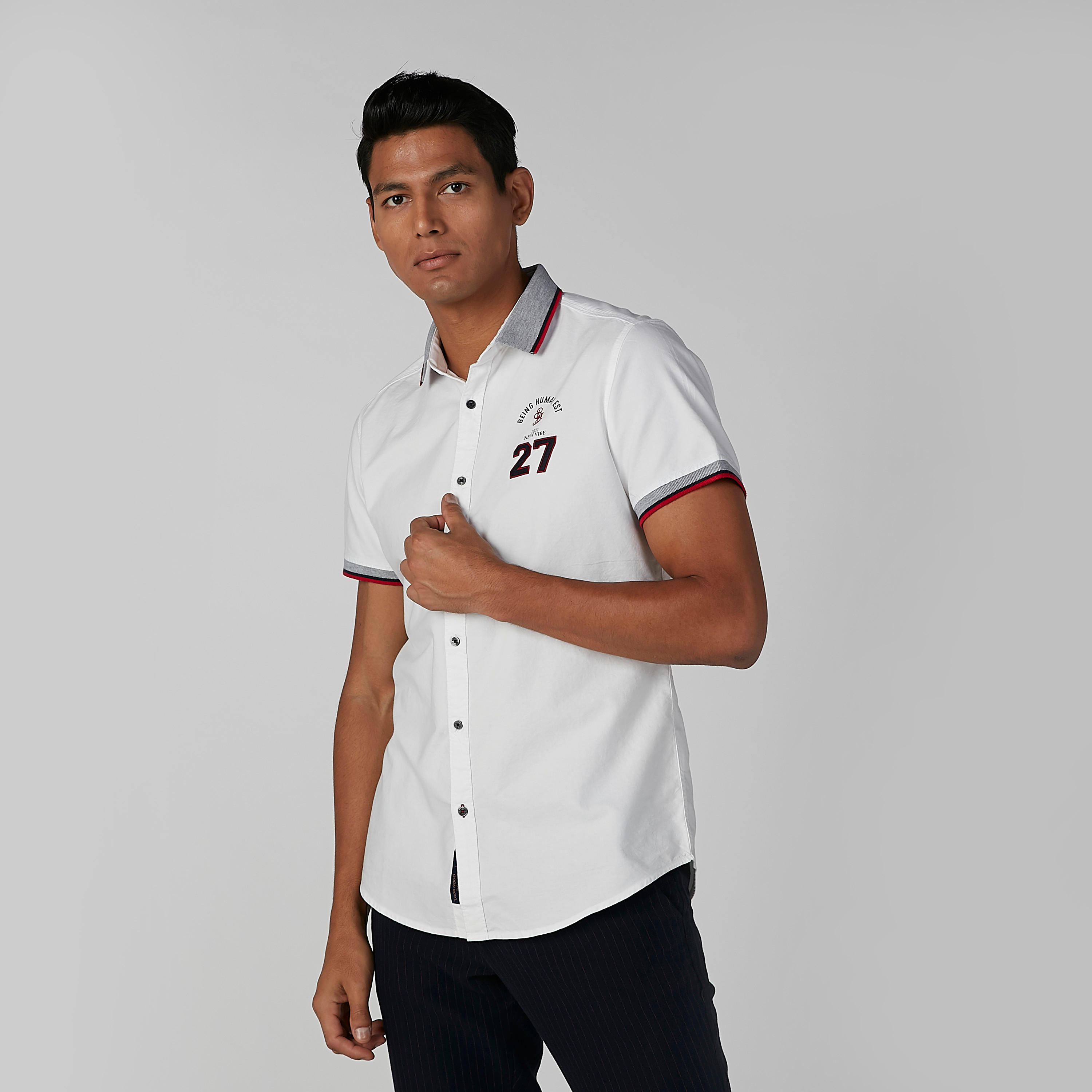 Being Human Embroidered Shirt with Short Sleeves-men-clothing-shirts-image-4