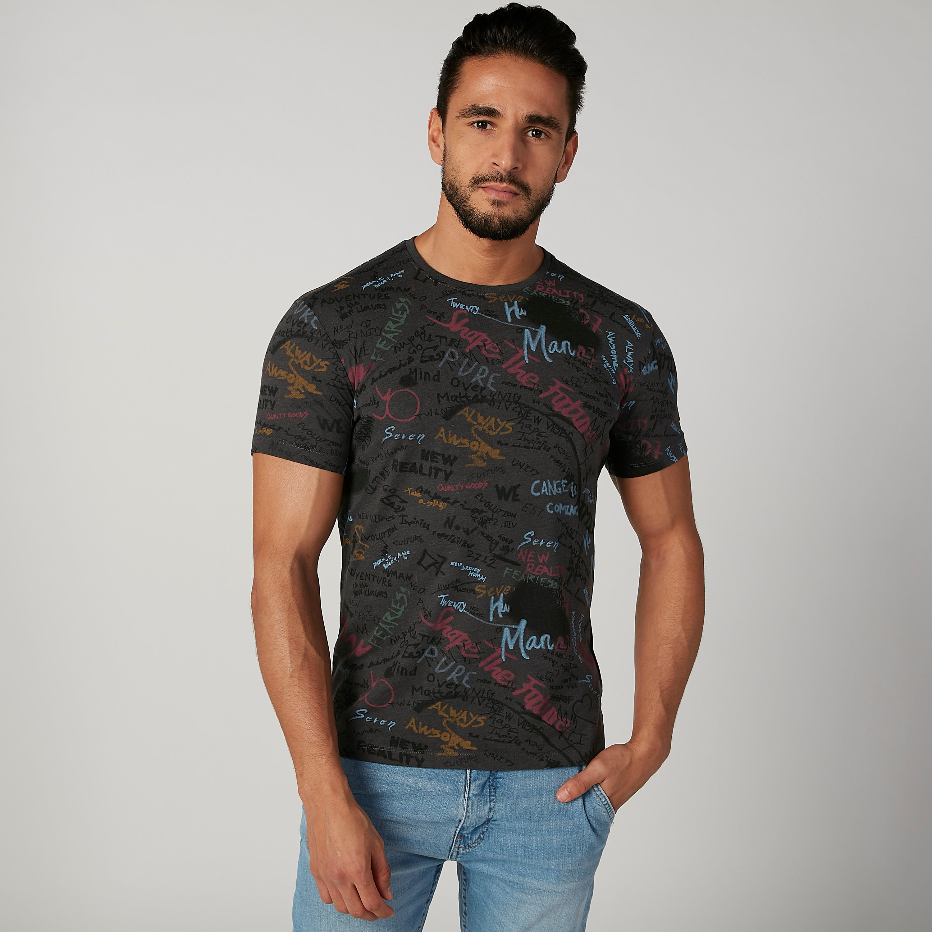 Being Human Printed Crew Neck T-shirt with Short Sleeves-men-clothing-tshirtsandpolos-tshirts-image-1