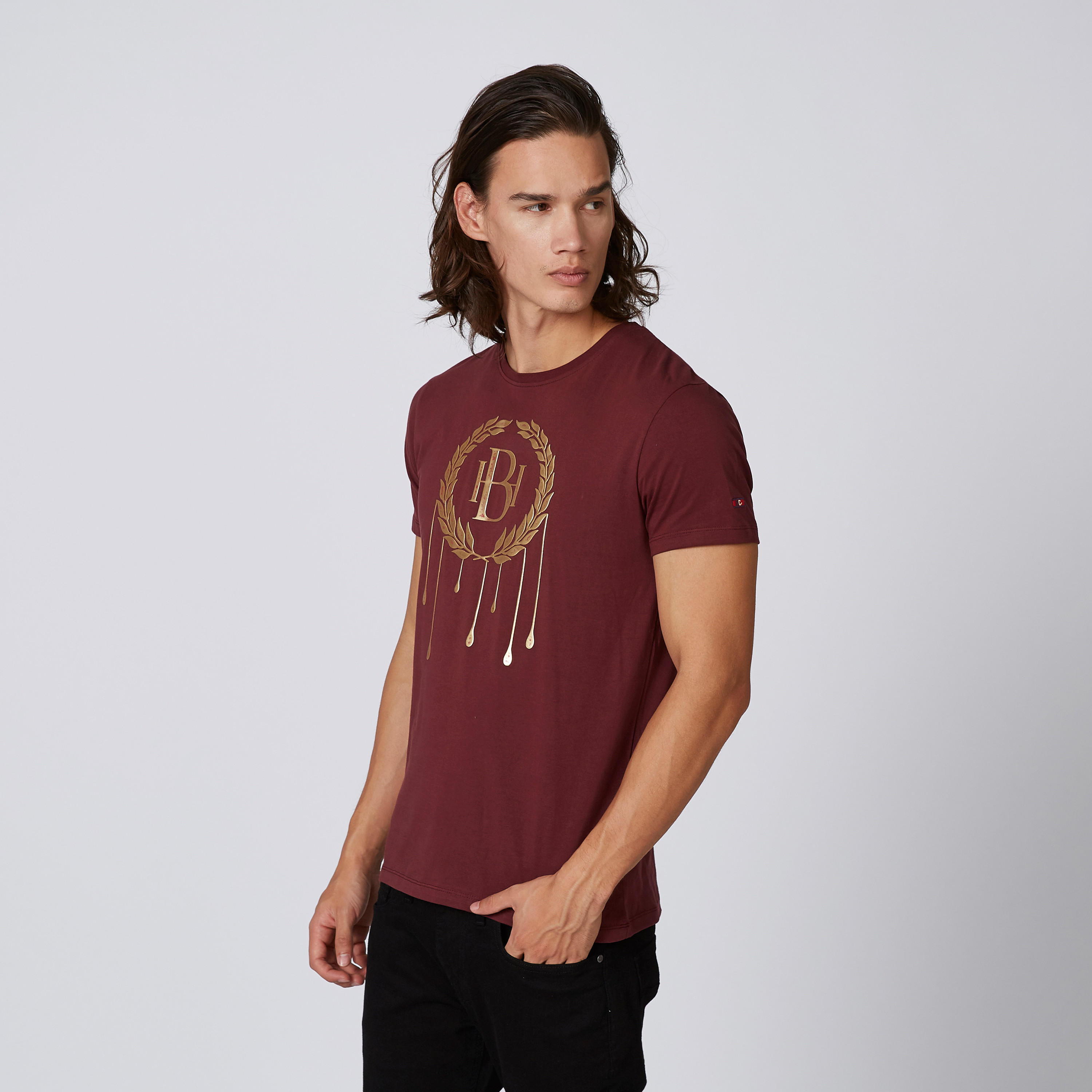 تيشيرت بياقة مستديرة وأكمام قصيرة وطبعات بيينج هيومان-men-clothing-tshirtsandpolos-tshirts-image-5
