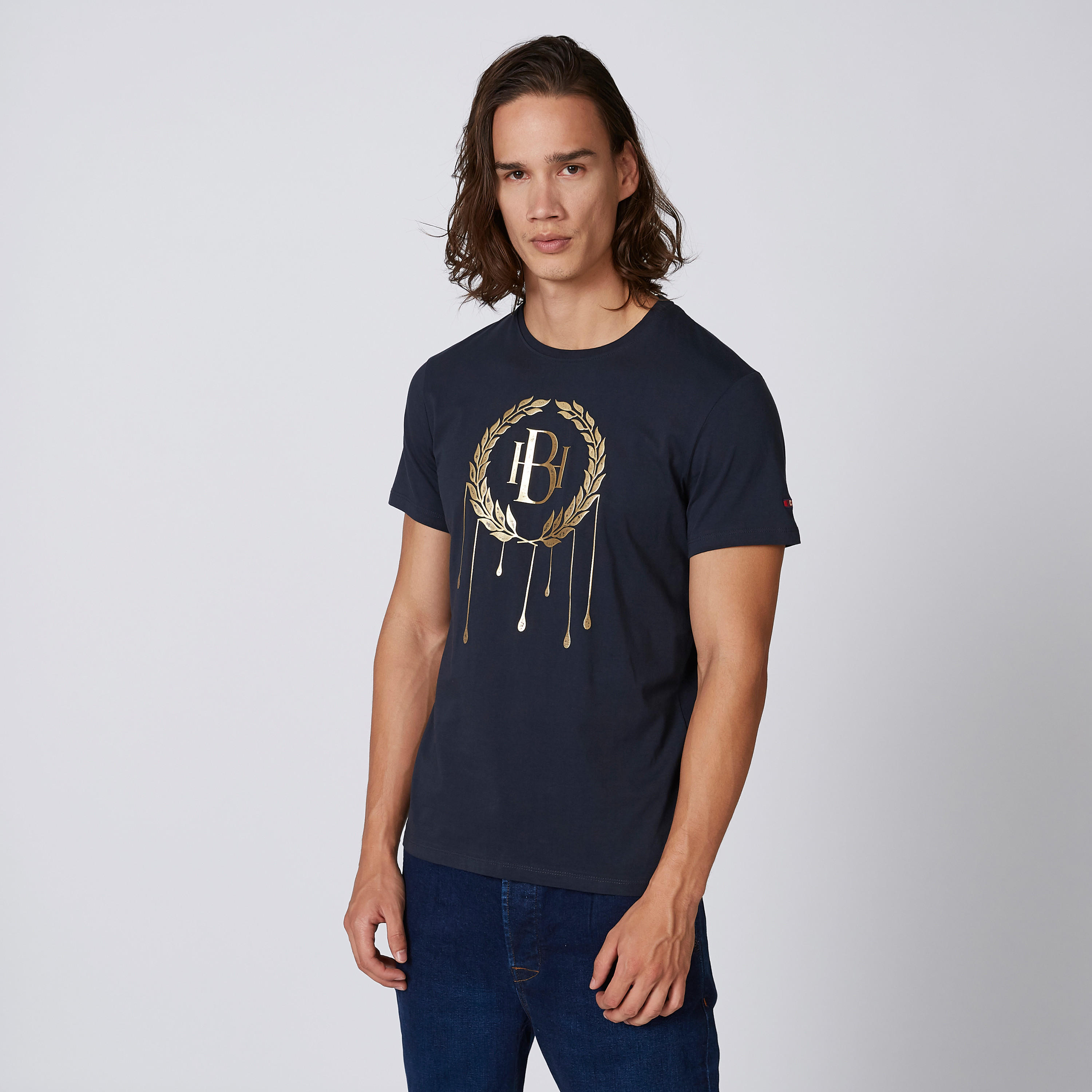 تيشيرت بياقة مستديرة وأكمام قصيرة وطبعات بيينج هيومان-men-clothing-tshirtsandpolos-tshirts-image-3