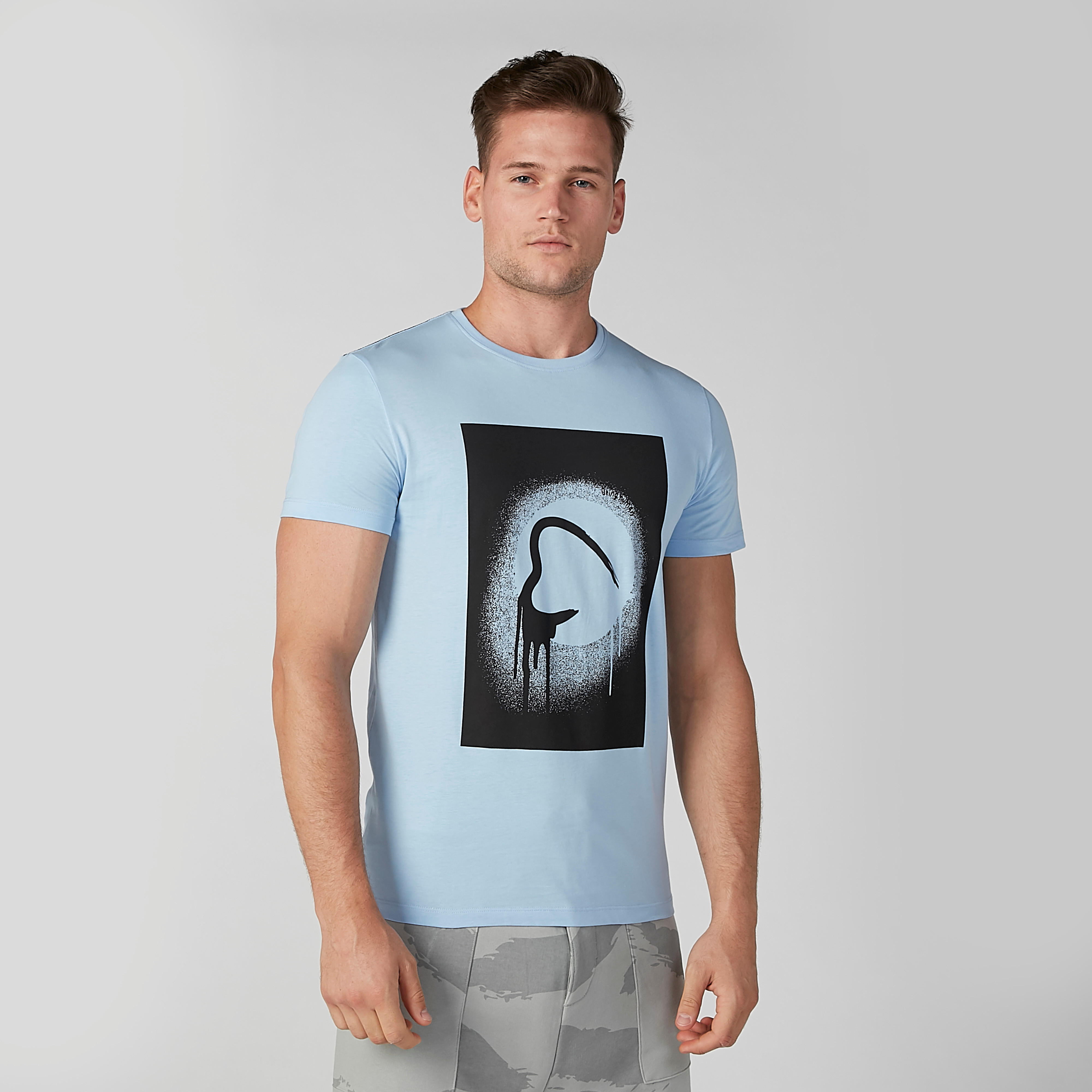 تيشيرت بياقة ضيّقة وأكمام قصيرة وطبعات بيينج هيومان-men-clothing-tshirtsandpolos-tshirts-image-3