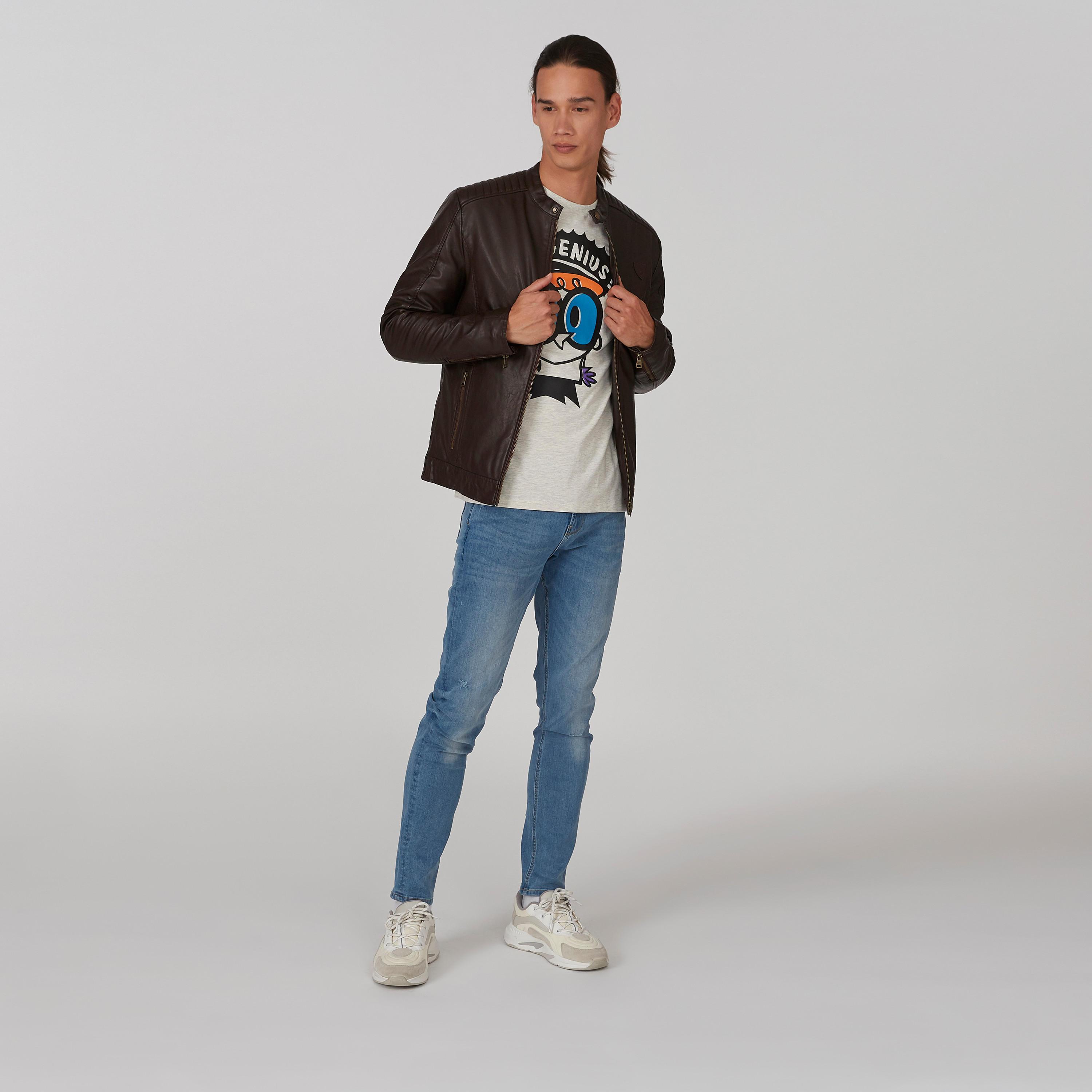 جاكيت بايكر بأكمام طويلة وجيوب كنغر من بيينج هيومان-men-clothing-jacketsandblazers-jackets-image-1