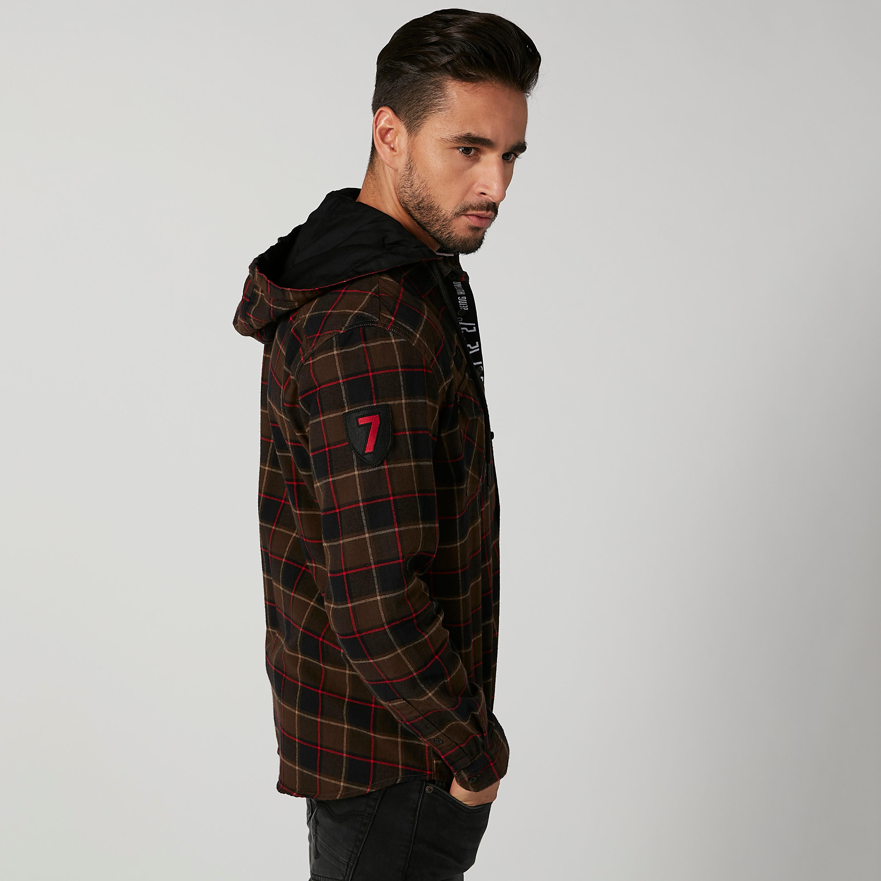 Being Human Chequered Shirt with Long Sleeves and Hood-men-clothing-shirts-image-3