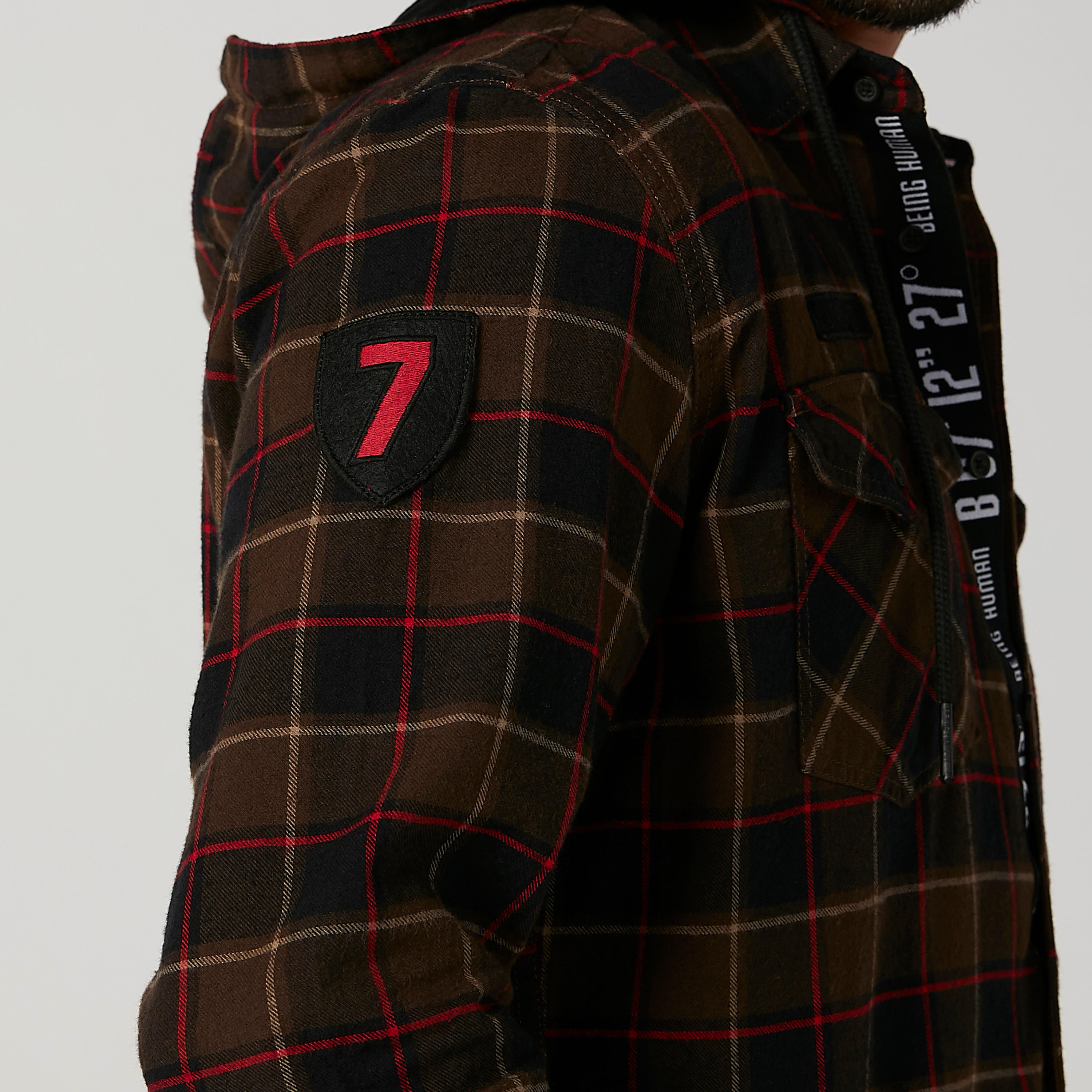 Being Human Chequered Shirt with Long Sleeves and Hood-men-clothing-shirts-image-6