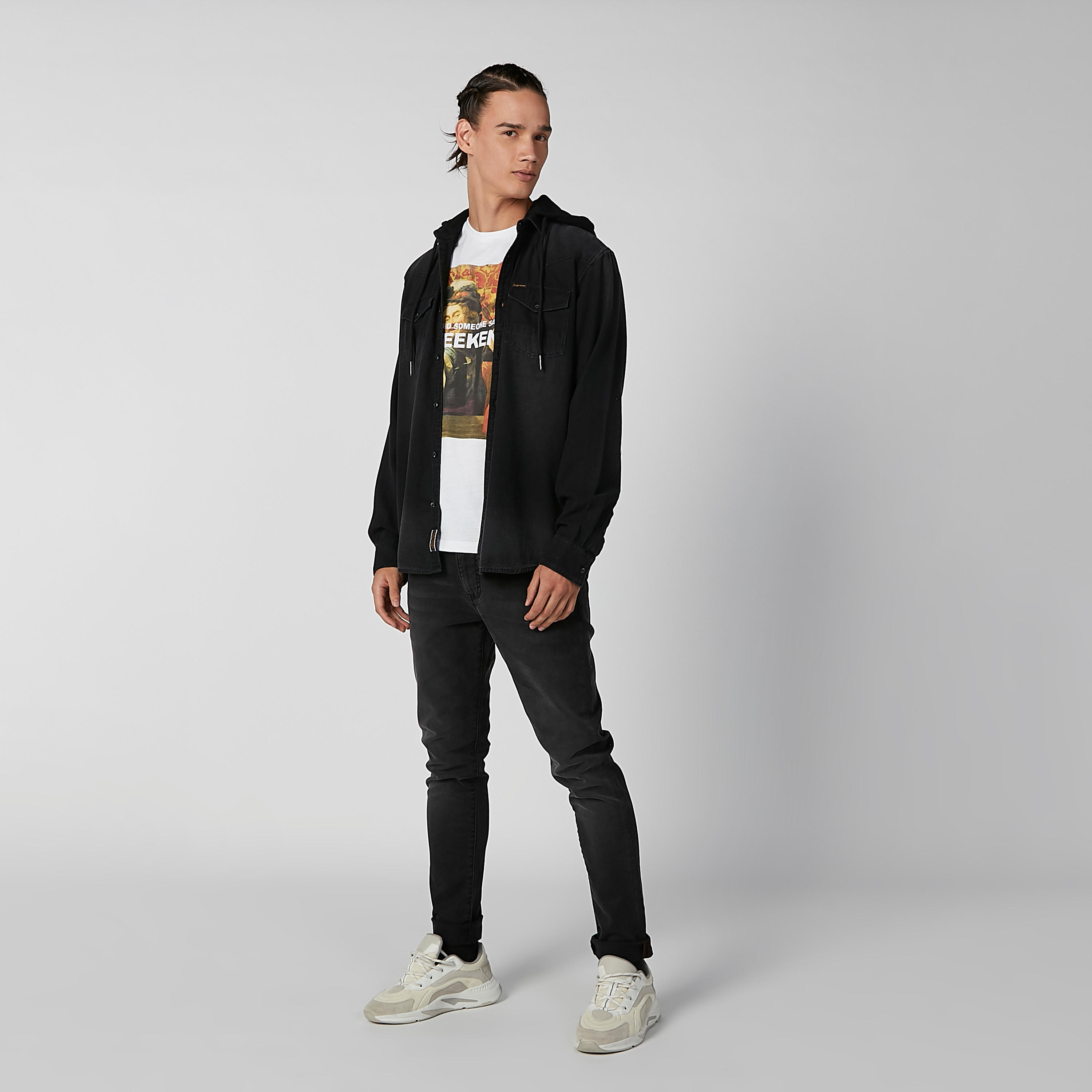 قميص سادة بقبّعة وأكمام طويلة من بيينج هيومان-men-clothing-shirts-image-5