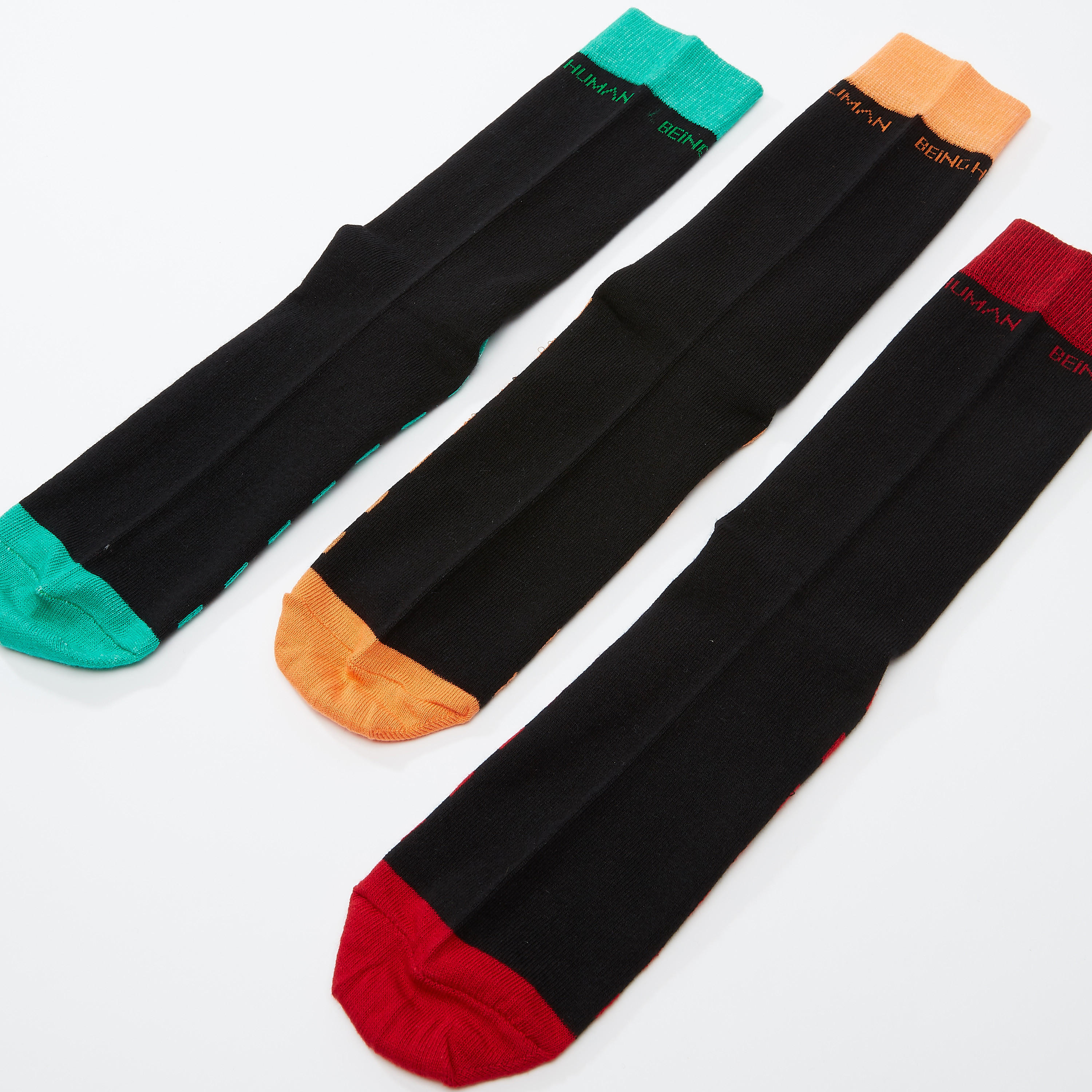 Being Human Striped Quarter Length Socks with Ribbed Hem-men-socks-image-3