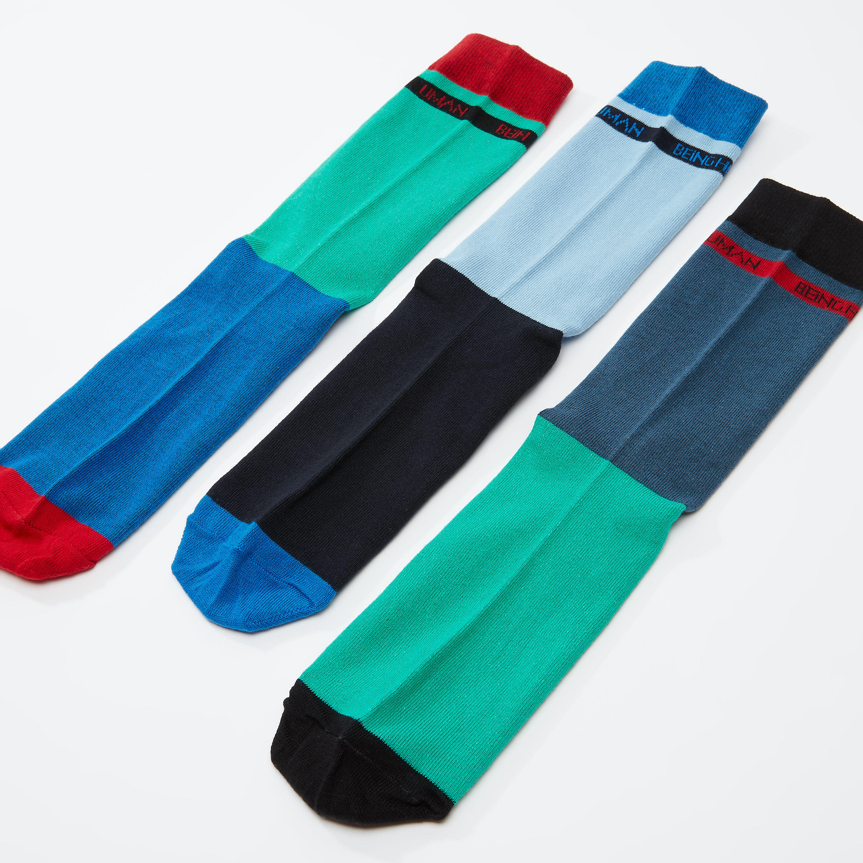 جوارب بنمط كتل الألوان بطول أعلى الكاحل من بيينج هيومان - طقم من 3 أزواج-men-socks-image-3