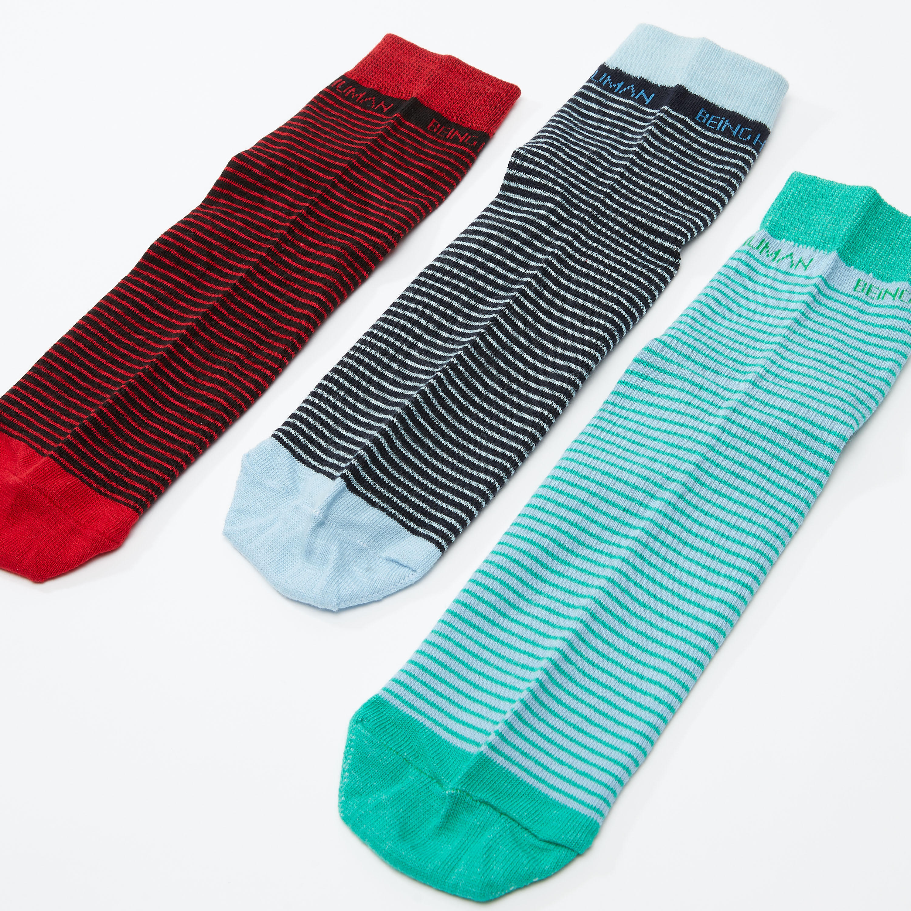 جوارب مقلّمة بطول الكاحل من بيينج هيومان - طقم من 3 أزواج-men-socks-image-3