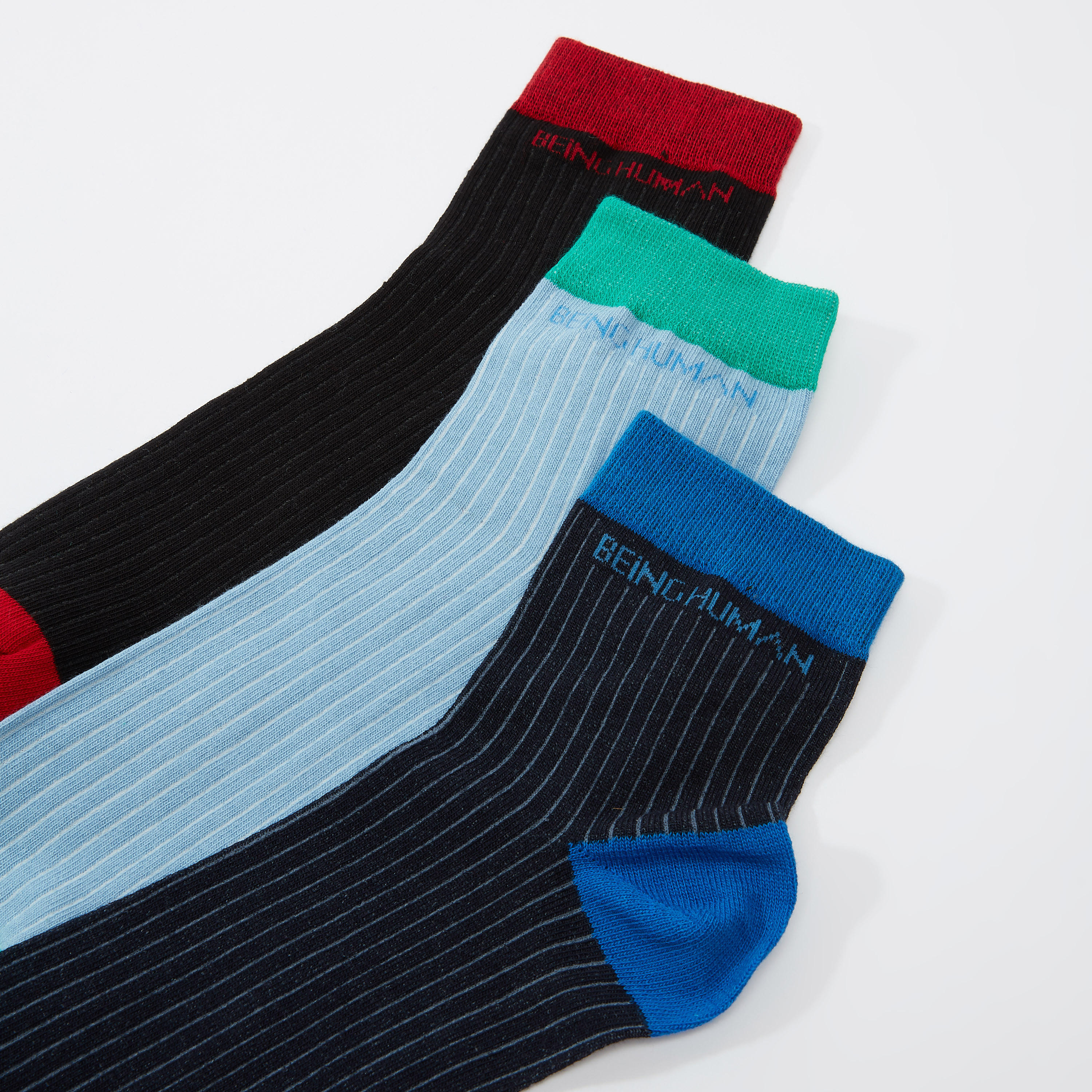 جوارب مقلّمة بطول الكاحل من بيينج هيومان - طقم من 3 أزواج-men-socks-image-2