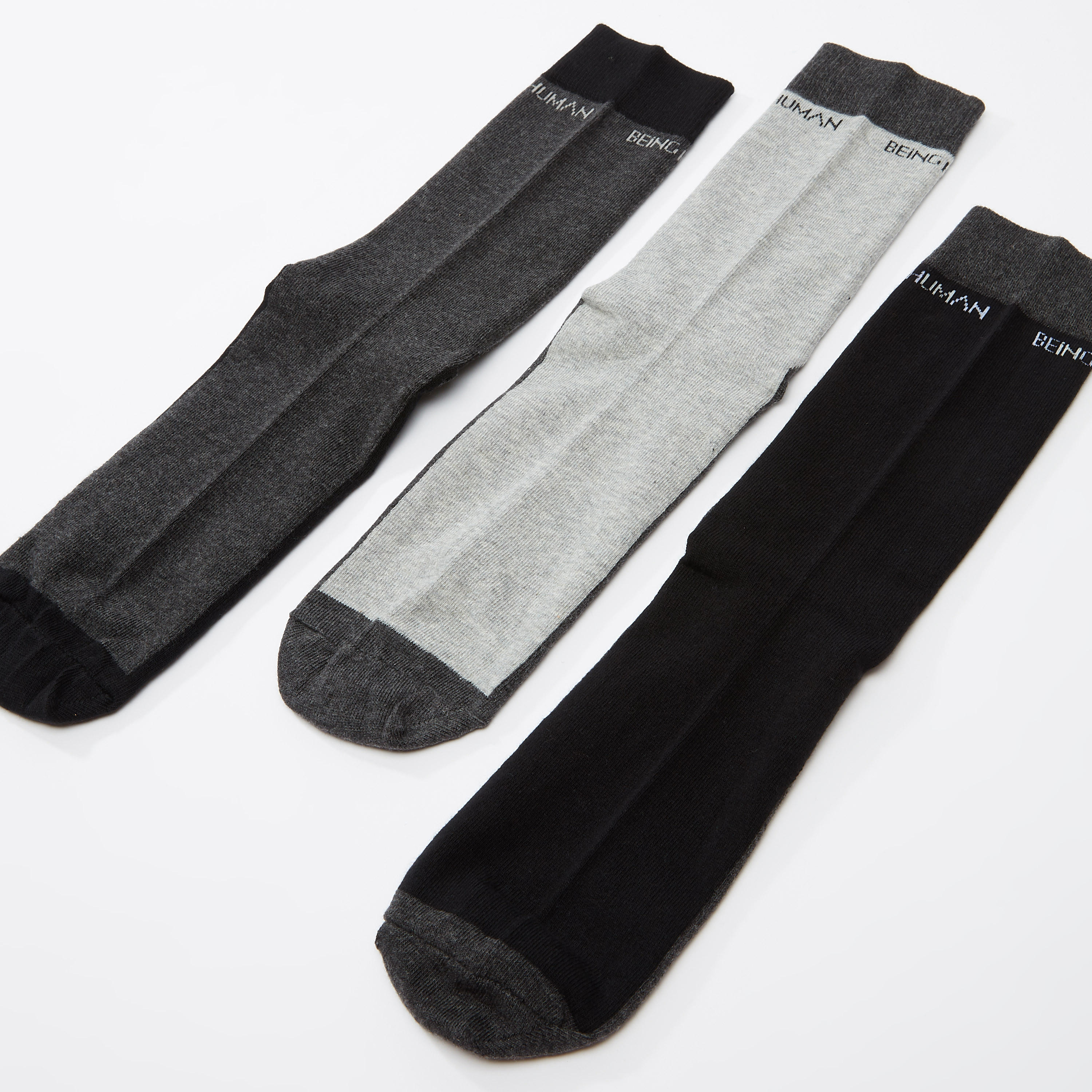 جوارب بنمط كتل الألوان بطول الكاحل من بيينج هيومان - طقم من 3 أزواج-men-socks-image-3