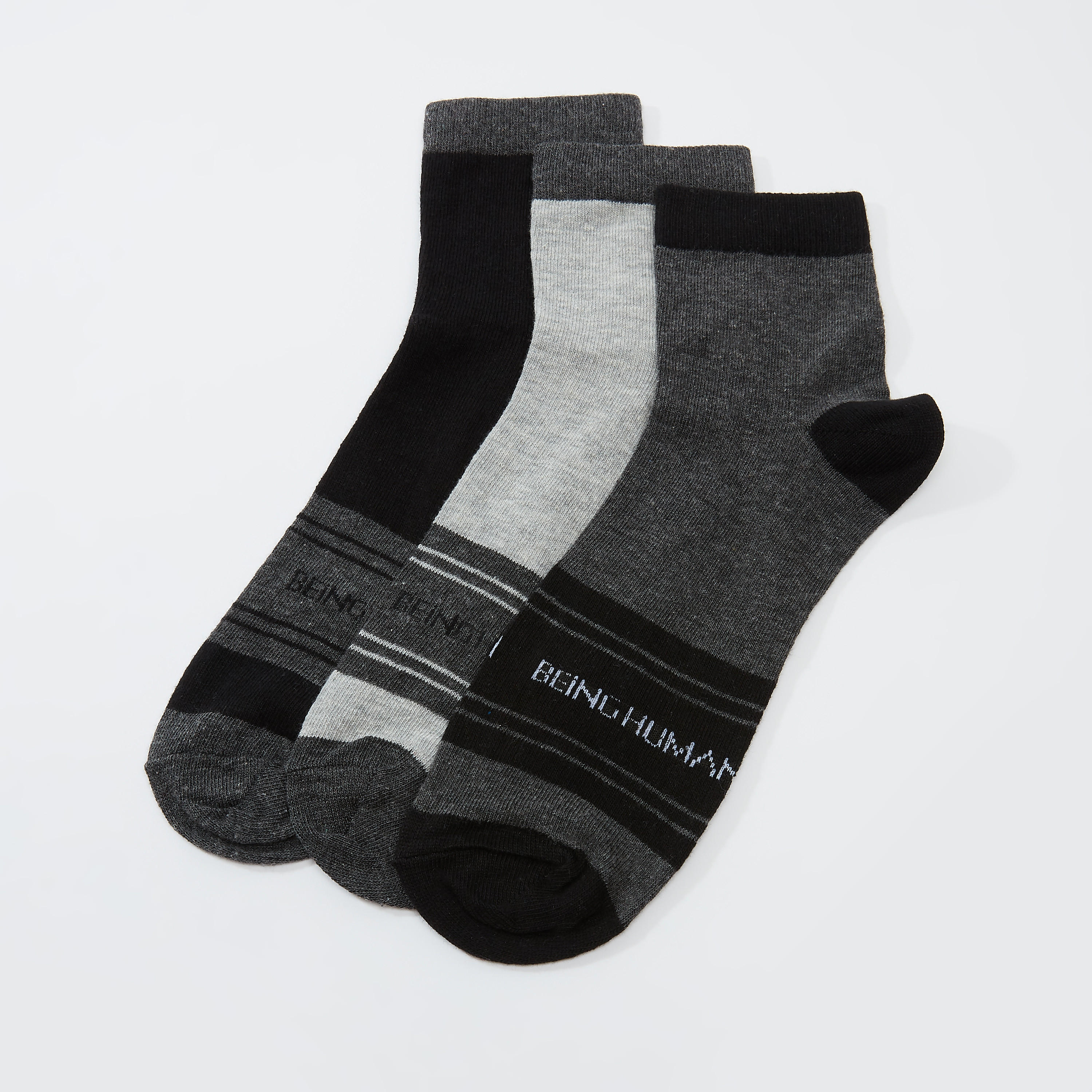 جوارب مقلّمة بطول الكاحل من بيينج هيومان - طقم من 3 أزواج-men-socks-image-1
