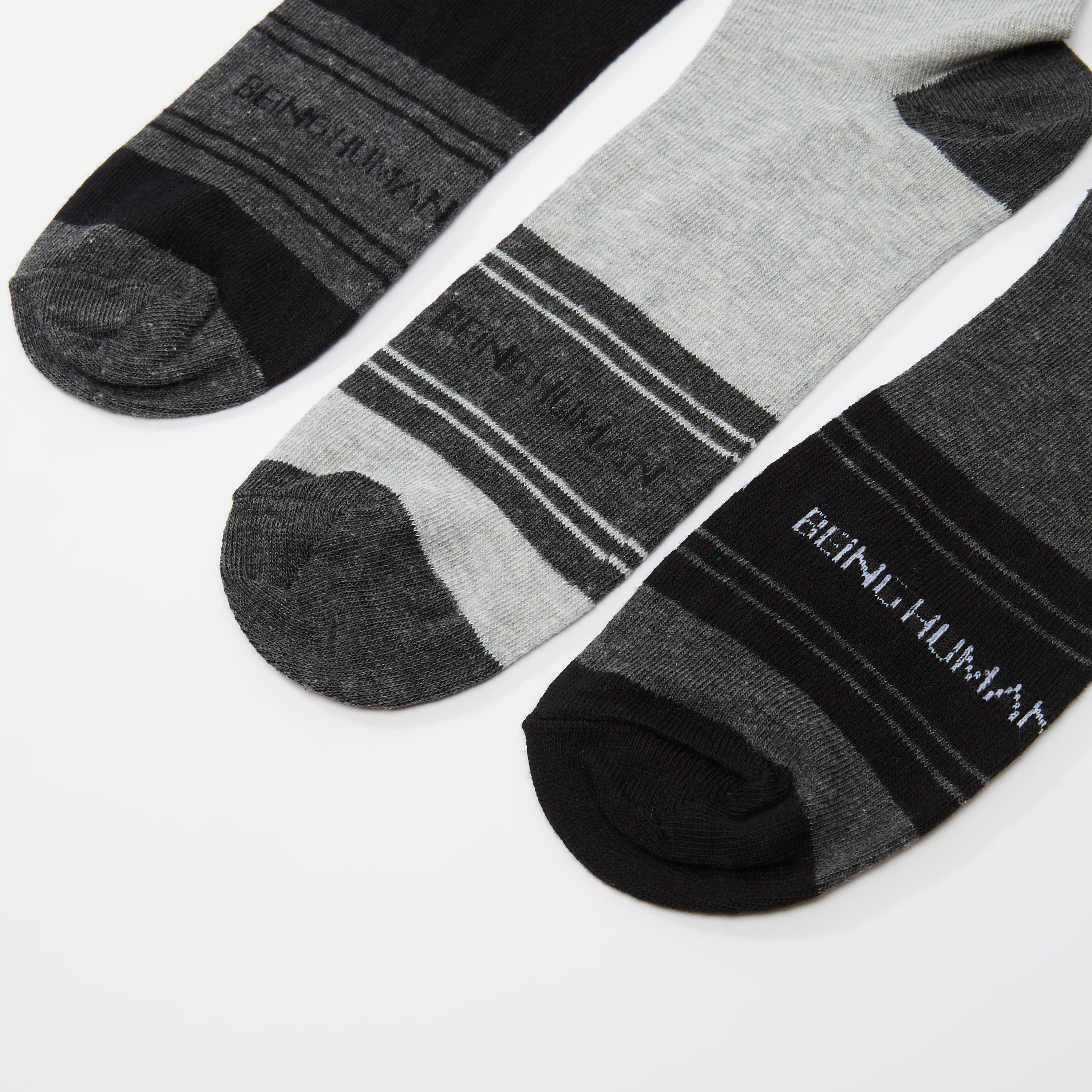 جوارب مقلّمة بطول الكاحل من بيينج هيومان - طقم من 3 أزواج-men-socks-image-2