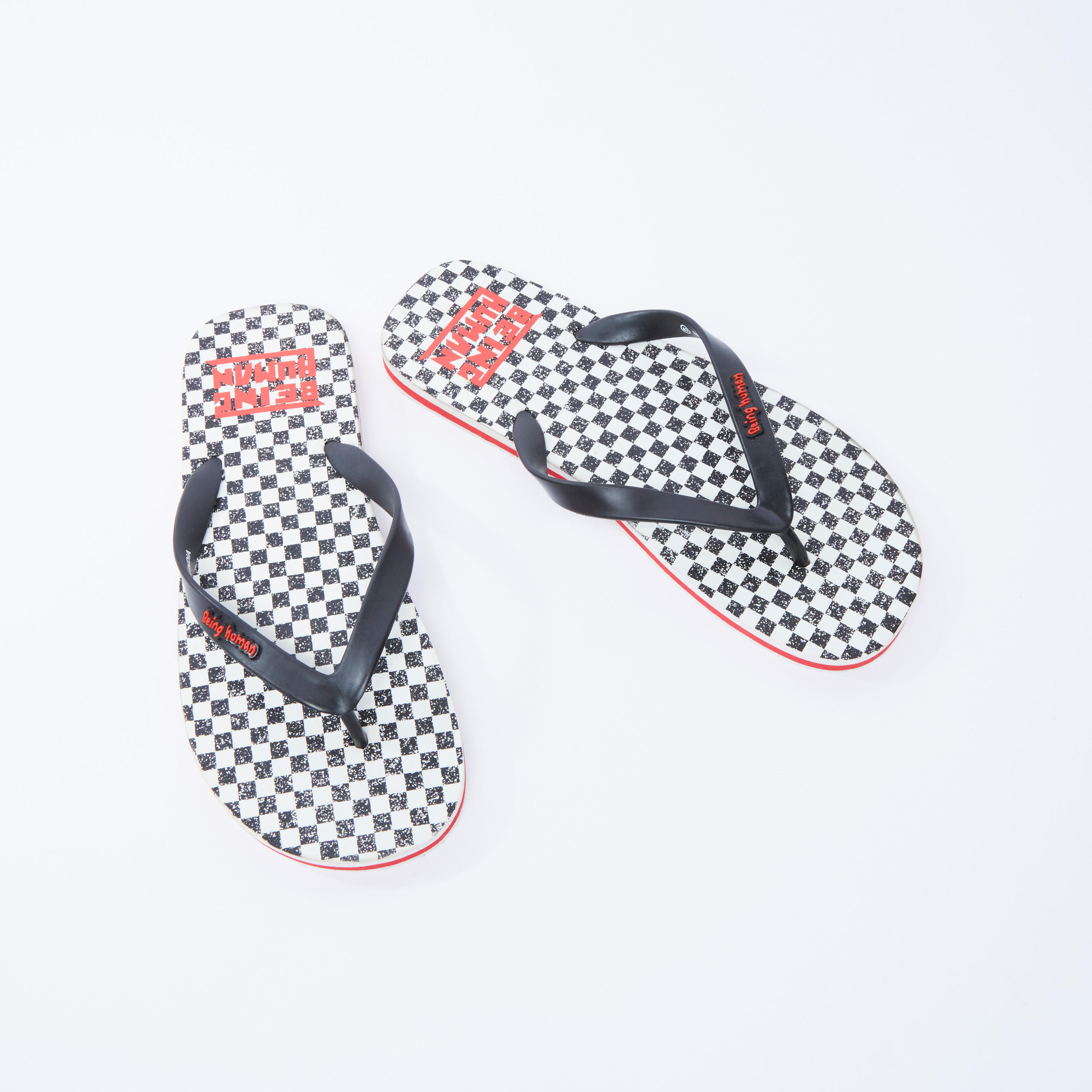 Being Human Chequered Flip Flops with Textured Straps-men-shoes-flipflopsandslides-image-1