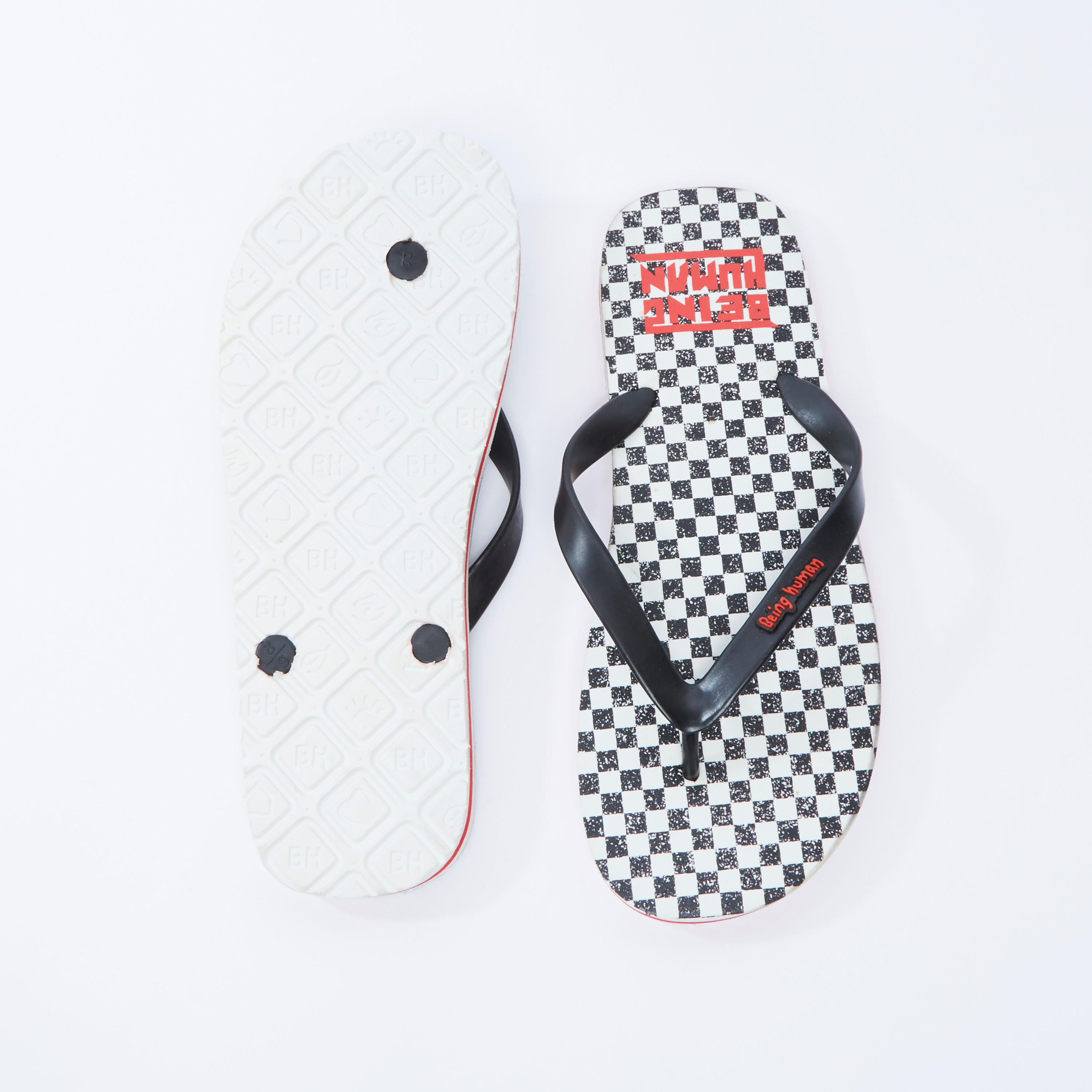 Being Human Chequered Flip Flops with Textured Straps-men-shoes-flipflopsandslides-image-4