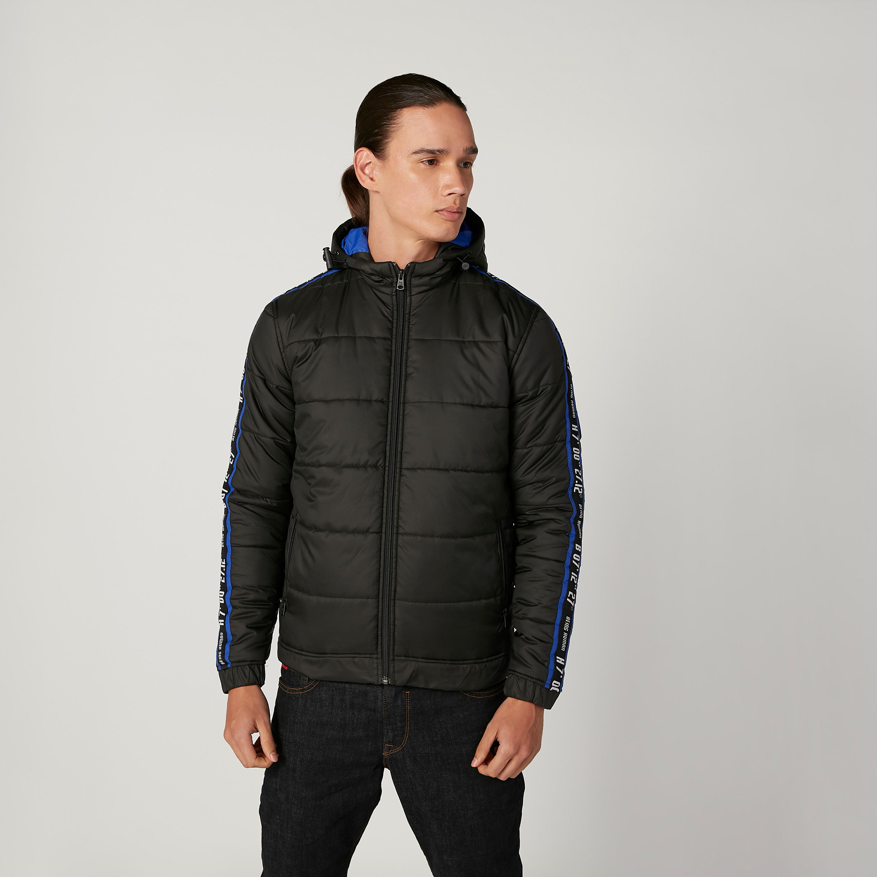 جاكيت بومبر بأكمام طويلة وشريطة جانبية من بيينج هيومان-men-clothing-jacketsandblazers-jackets-image-1
