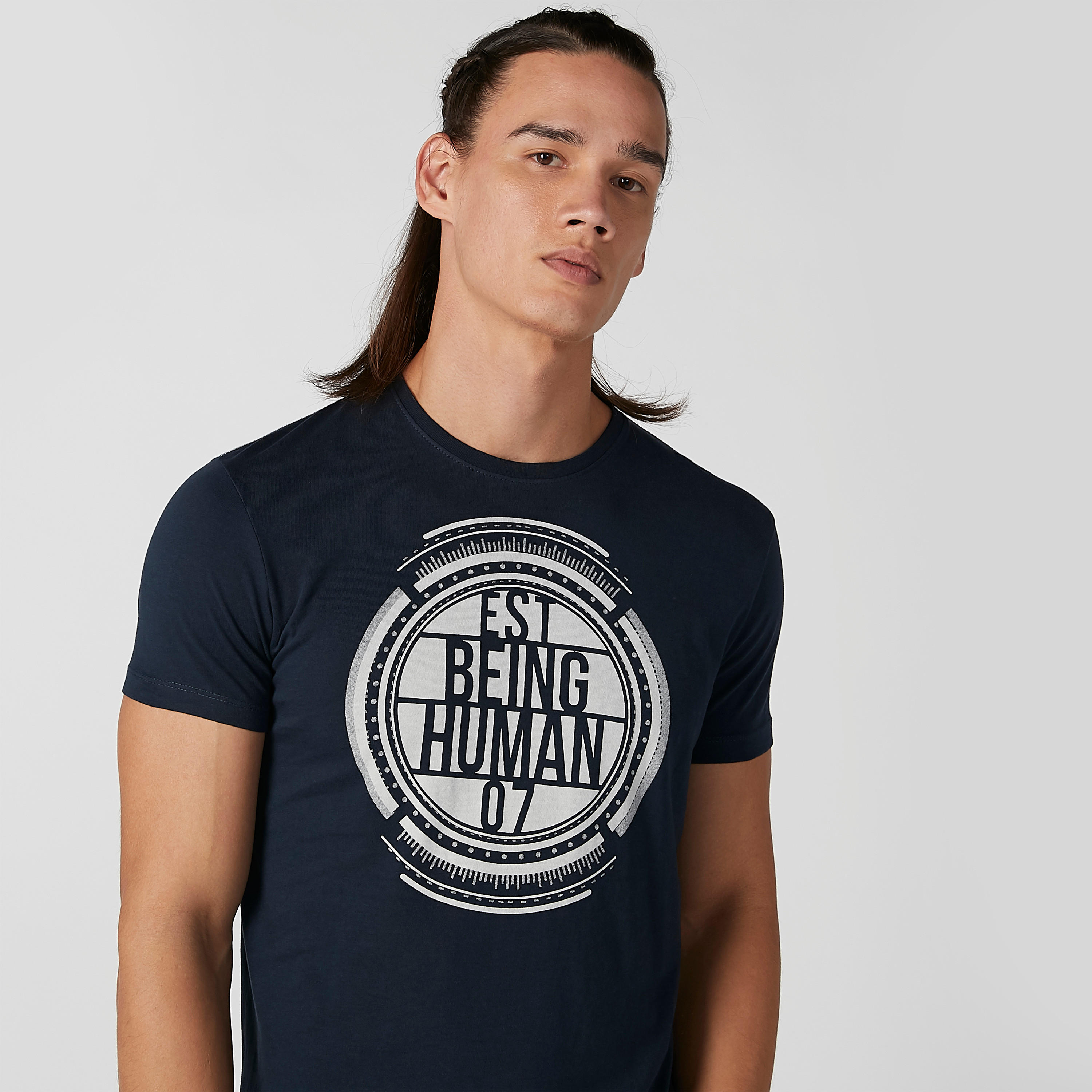 Being Human Graphic Printed Round Neck T-shirt with Short Sleeves-men-clothing-tshirtsandpolos-tshirts-image-1