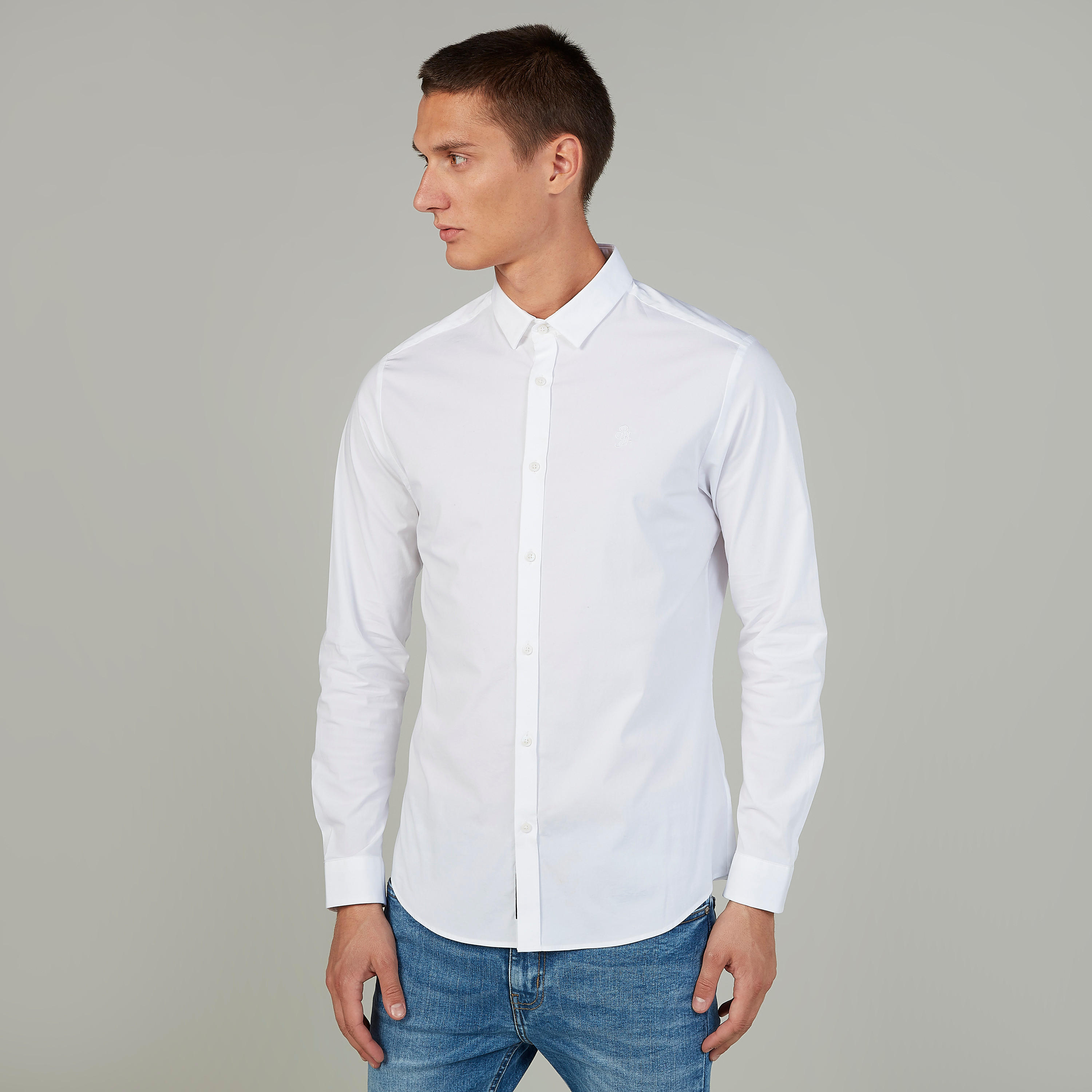 Being Human Plain Shirt with Long Sleeves and Spread Collar-men-clothing-shirts-image-1