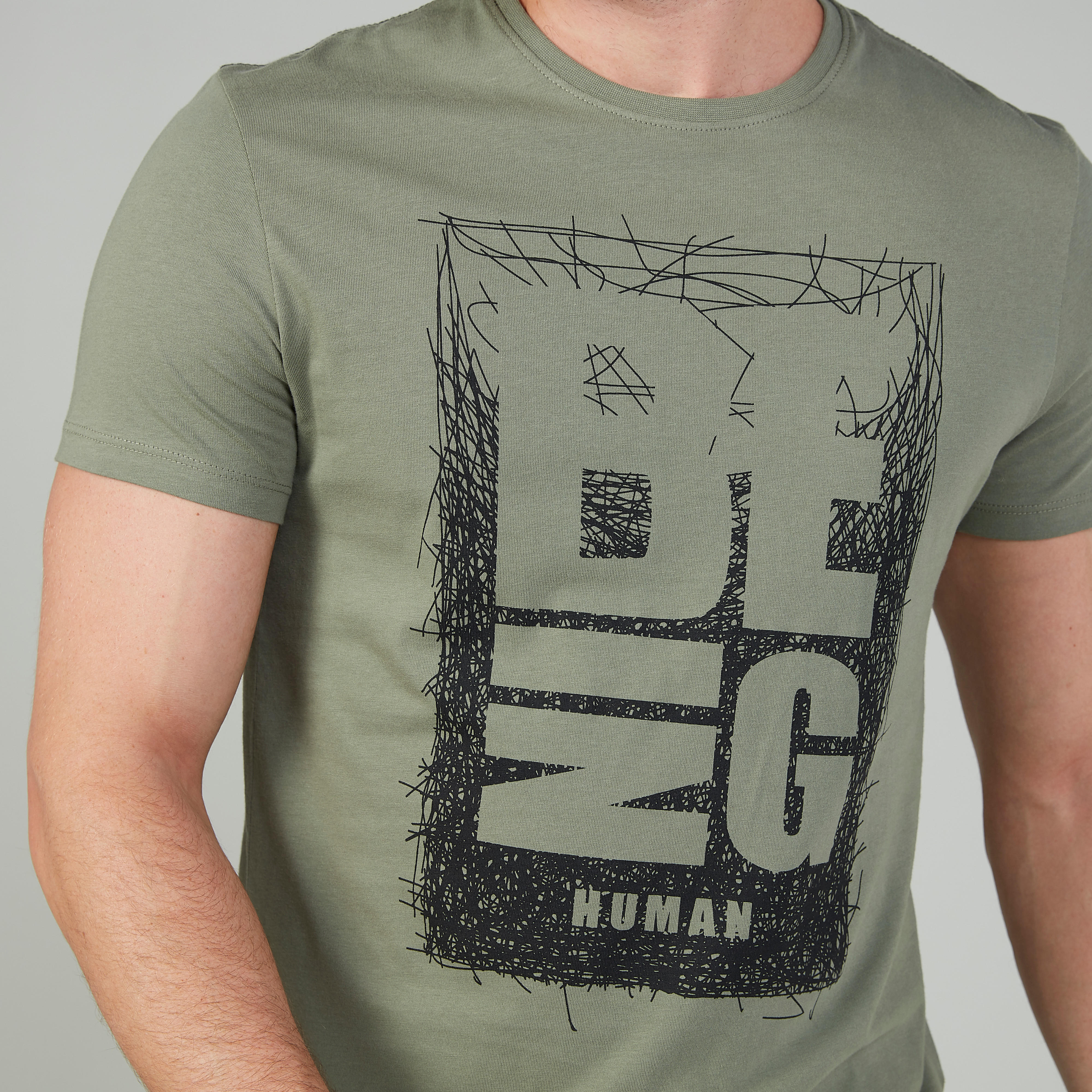 تيشيرت بياقة مستديرة وأكمام قصيرة وطبعات بيينج هيومان-men-clothing-tshirtsandpolos-tshirts-image-3