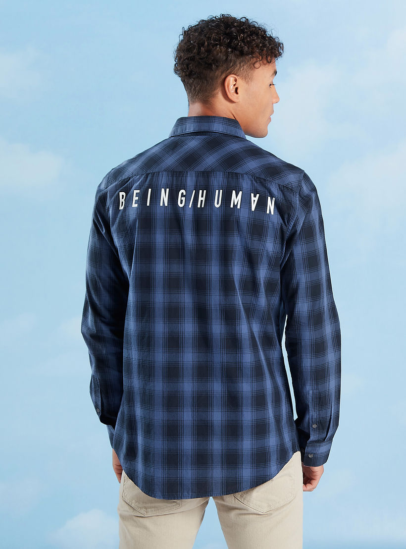 قميص سليم كاروهات بأكمام طويلة من بيينج هيومان-men-clothing-shirts-image-4