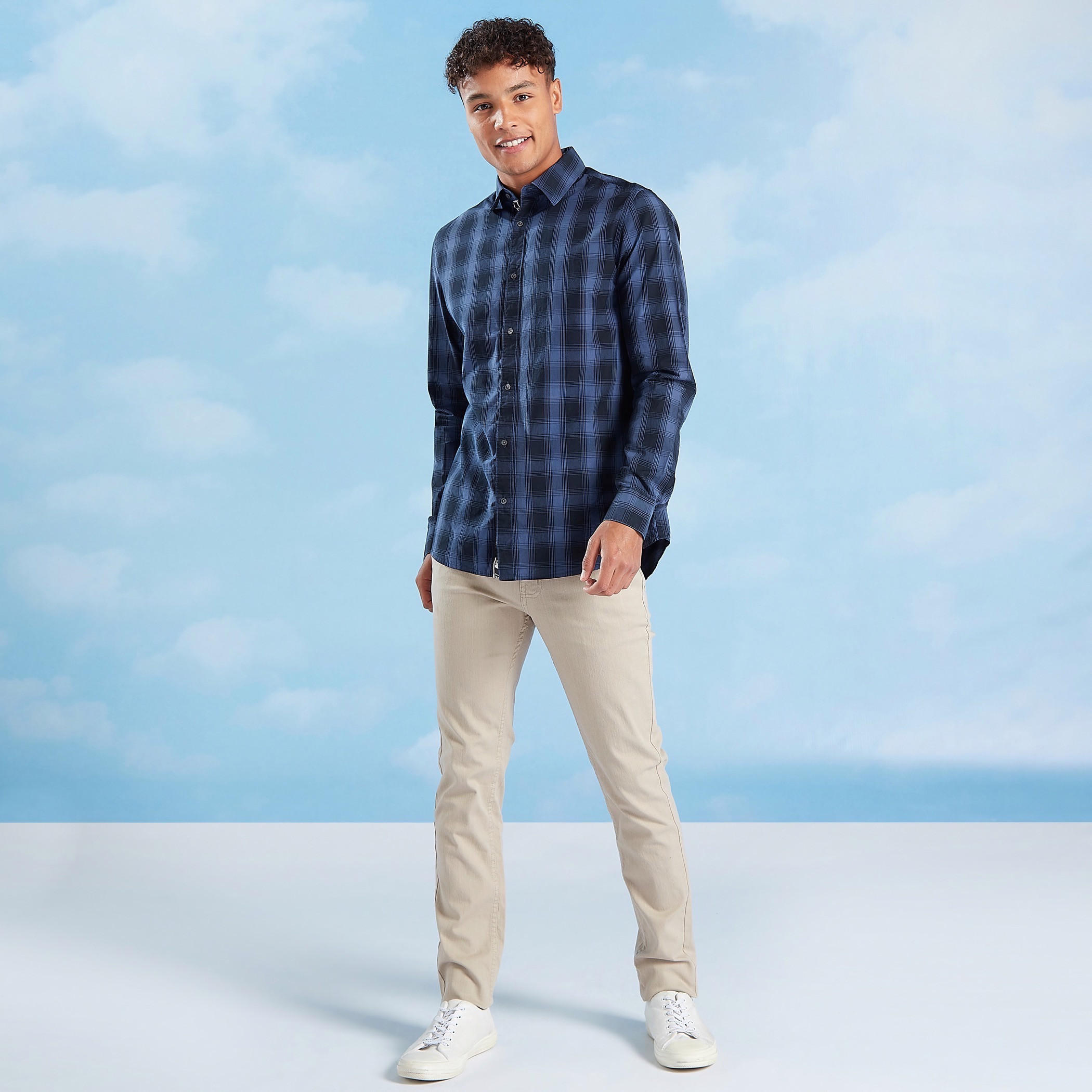 قميص سليم كاروهات بأكمام طويلة من بيينج هيومان-men-clothing-shirts-image-3