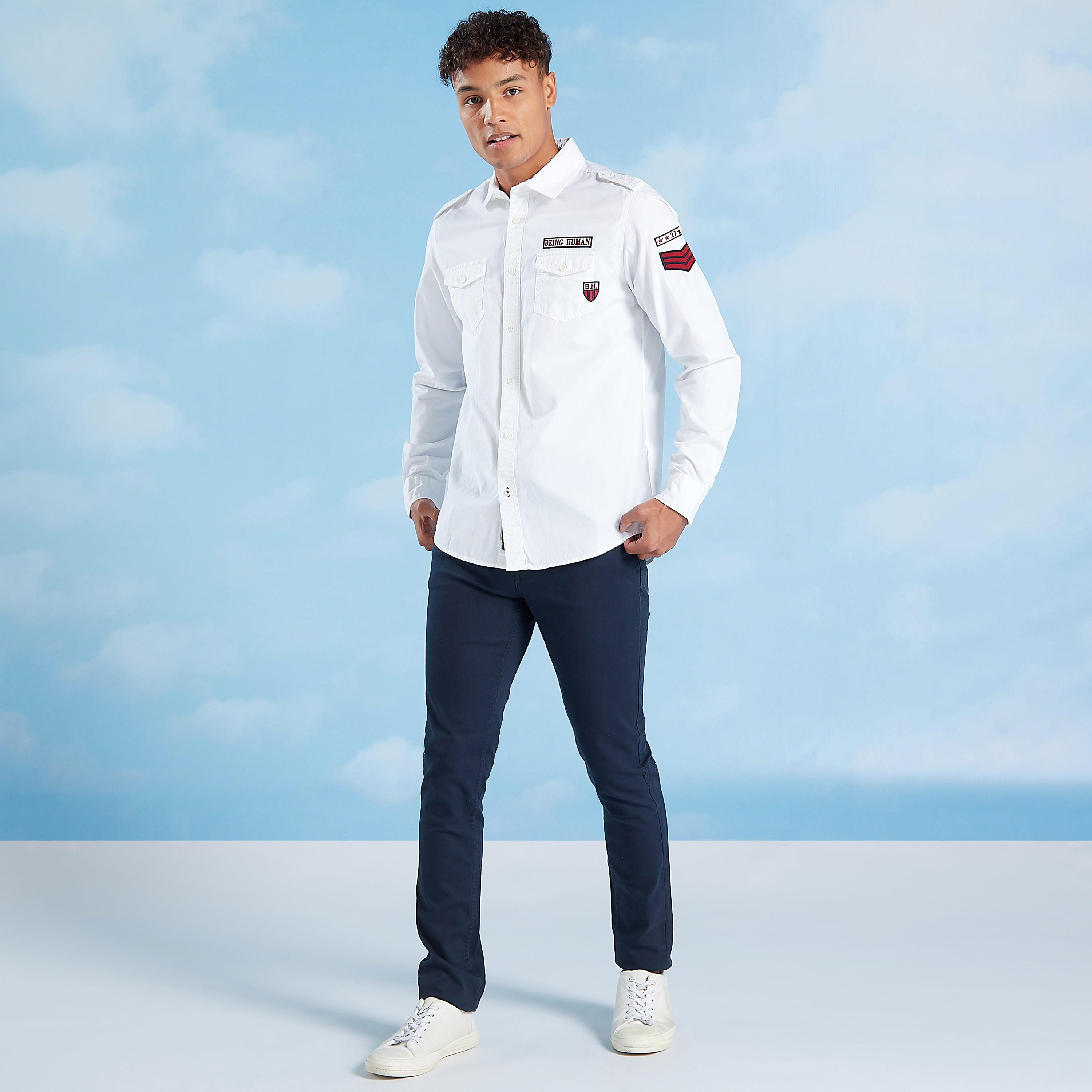 Being Human Printed Shirt with Long Sleeves and Flap Pockets-men-clothing-shirts-image-2