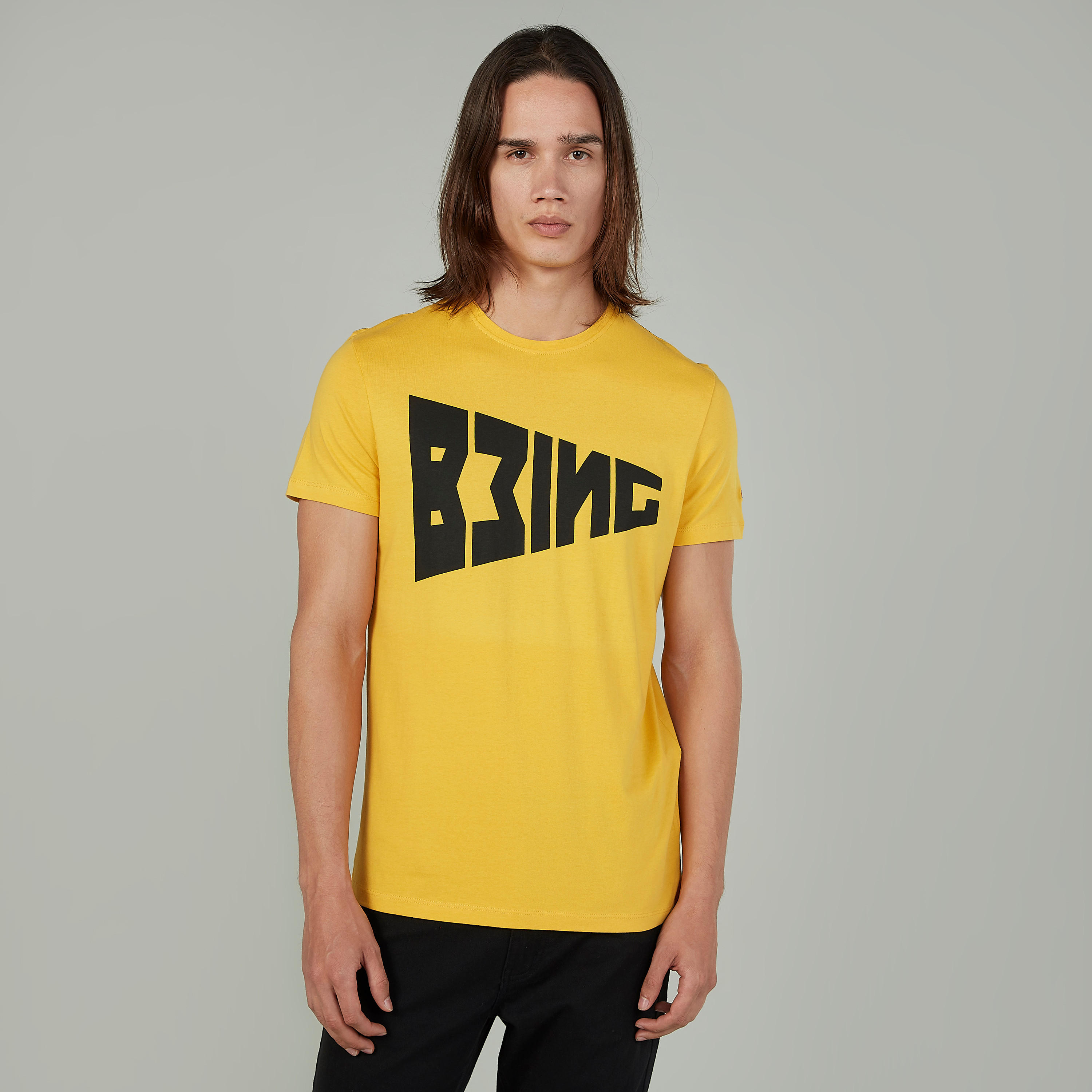 تيشيرت بياقة مستديرة وأكمام قصيرة وطبعات بيينج هيومان-men-clothing-tshirtsandpolos-tshirts-image-1