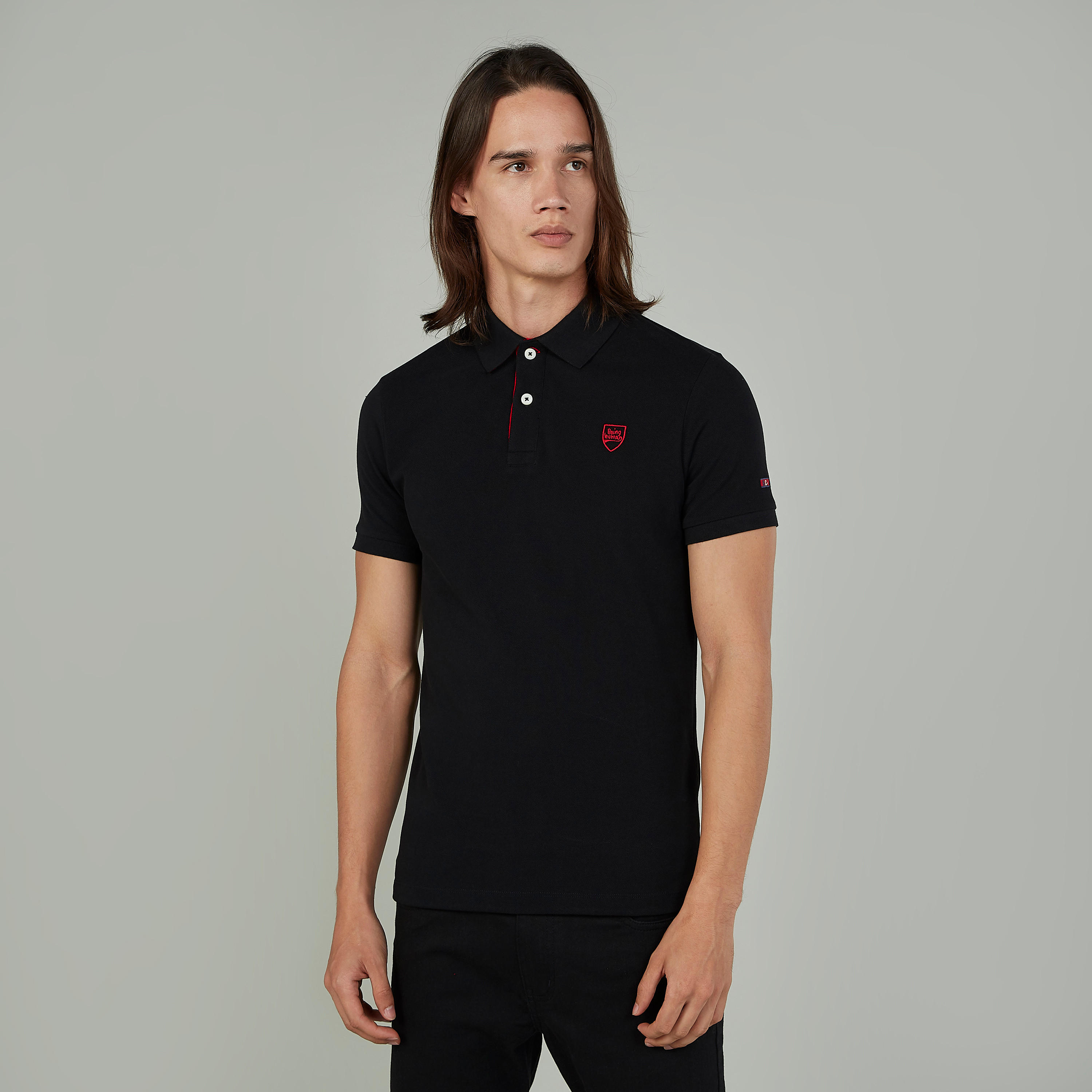 تيشيرت مطرّز بياقة بولو وأكمام قصيرة من بيينج هيومان-men-clothing-tshirtsandpolos-polos-image-1