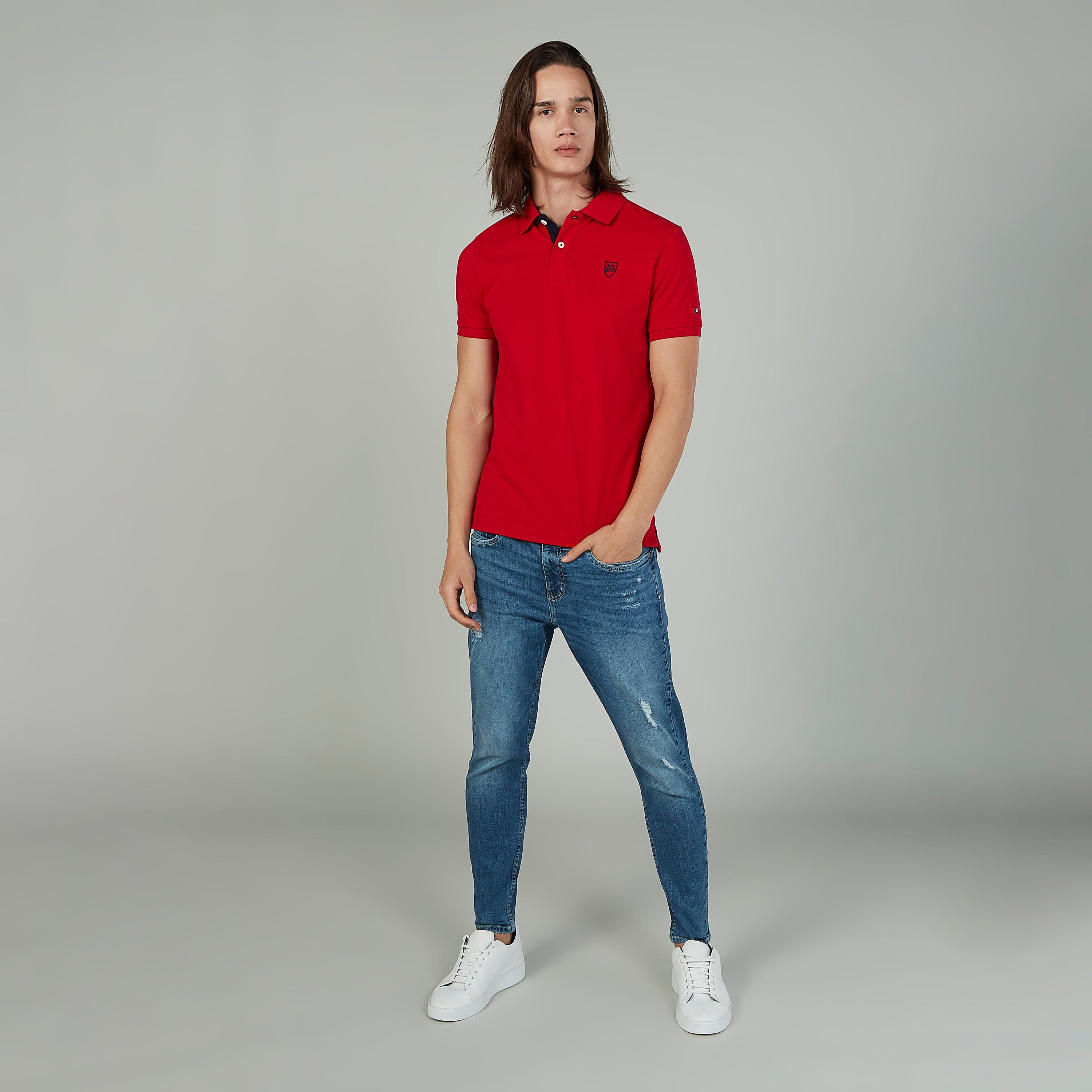 تيشيرت مطرّز بياقة بولو وأكمام قصيرة من بيينج هيومان-men-clothing-tshirtsandpolos-polos-image-2