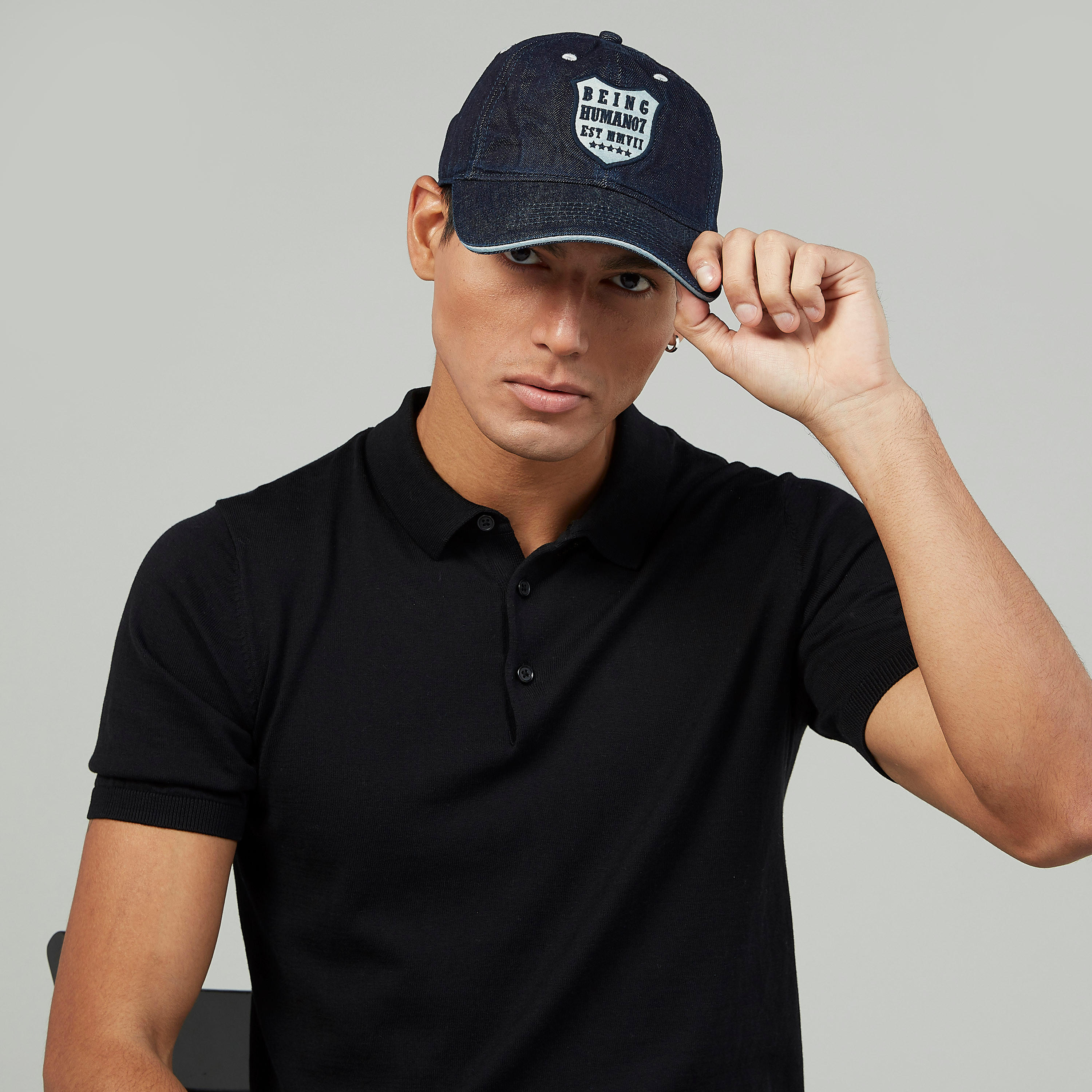 Being Human Textured Cap with Plate Buckle Closure-men-caps-image-2