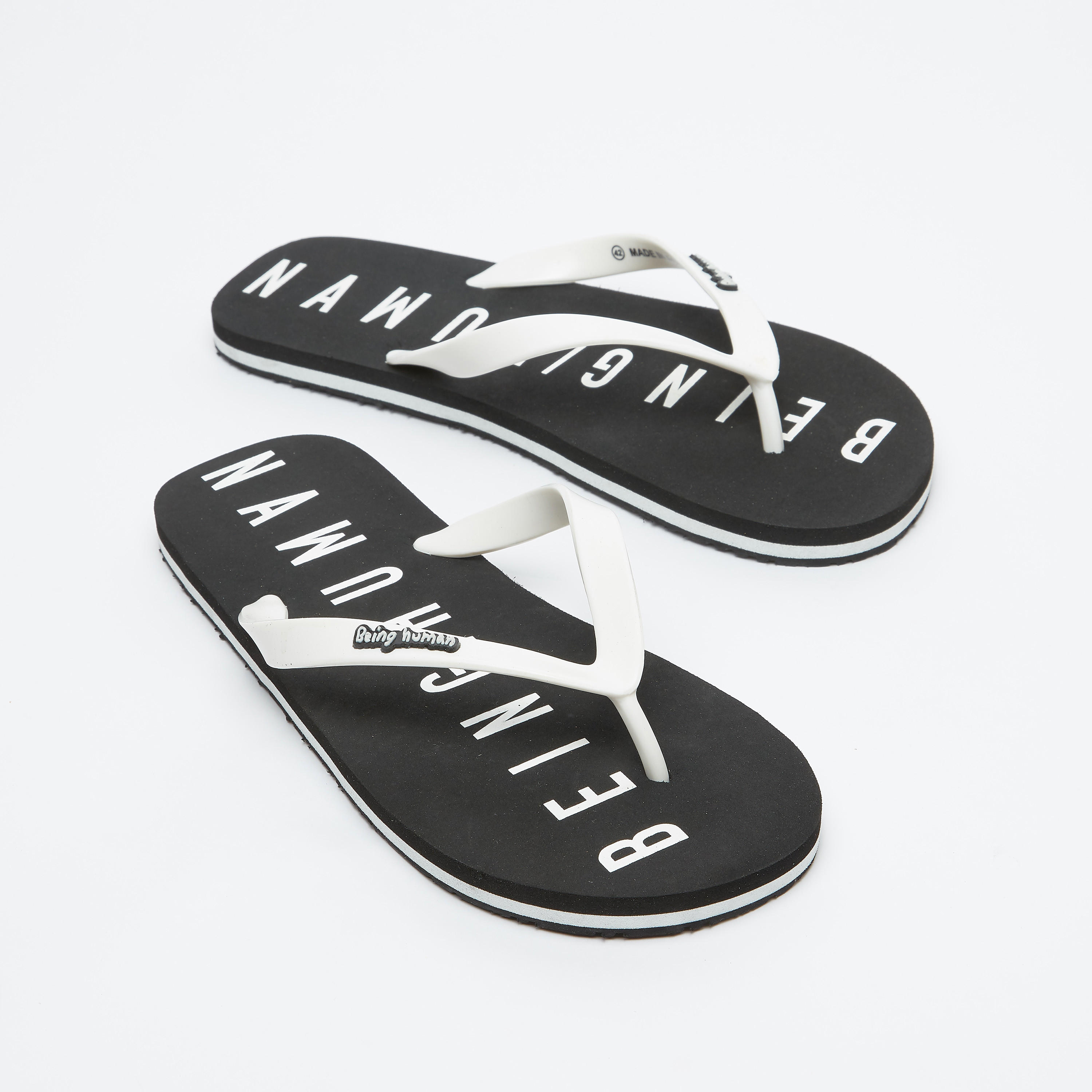 Being Human Printed Flip Flops with Textured Straps-men-shoes-flipflopsandslides-image-1