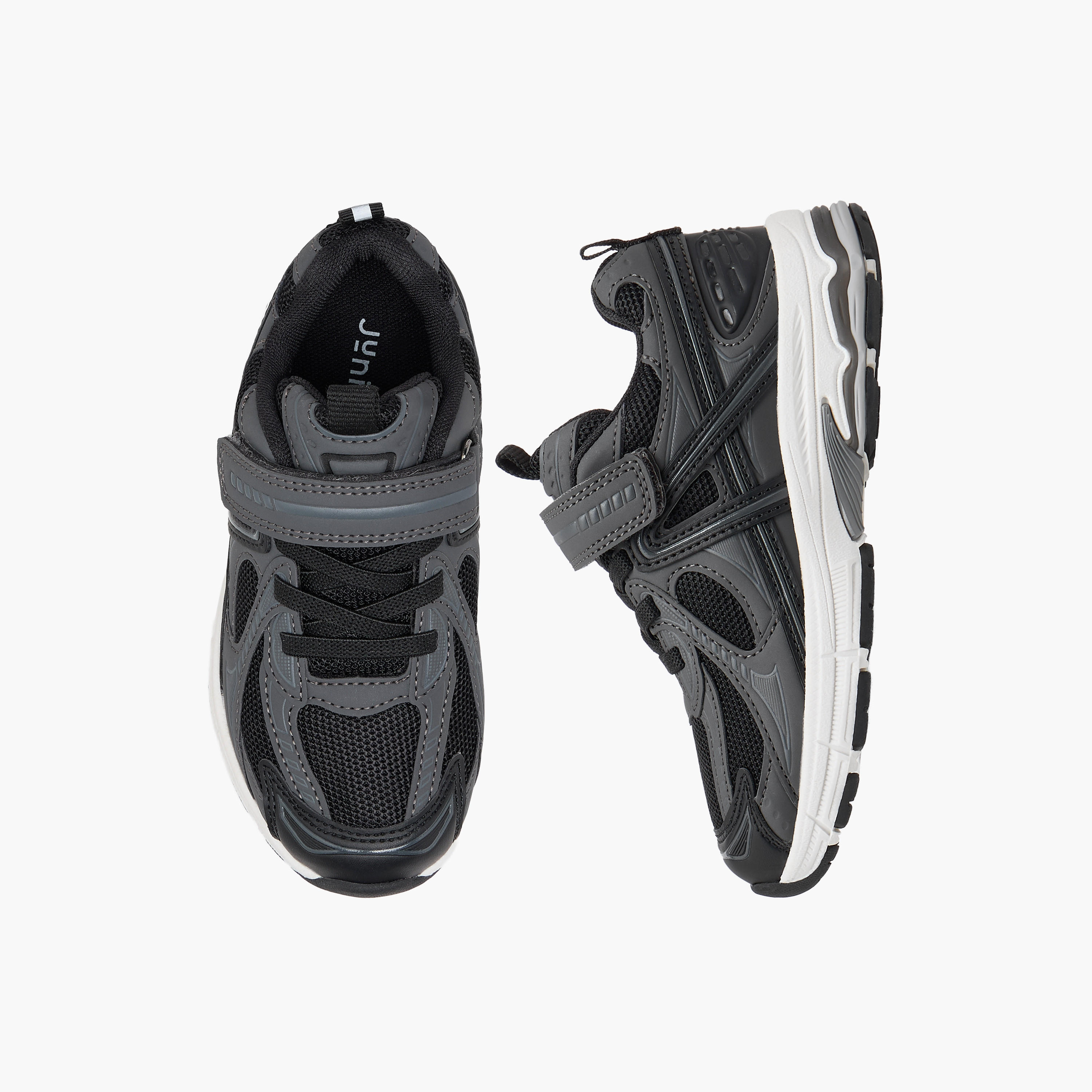 Juniors Panelled Sneakers with Hook and Loop Closure-boys-shoes-sneakers-image-1