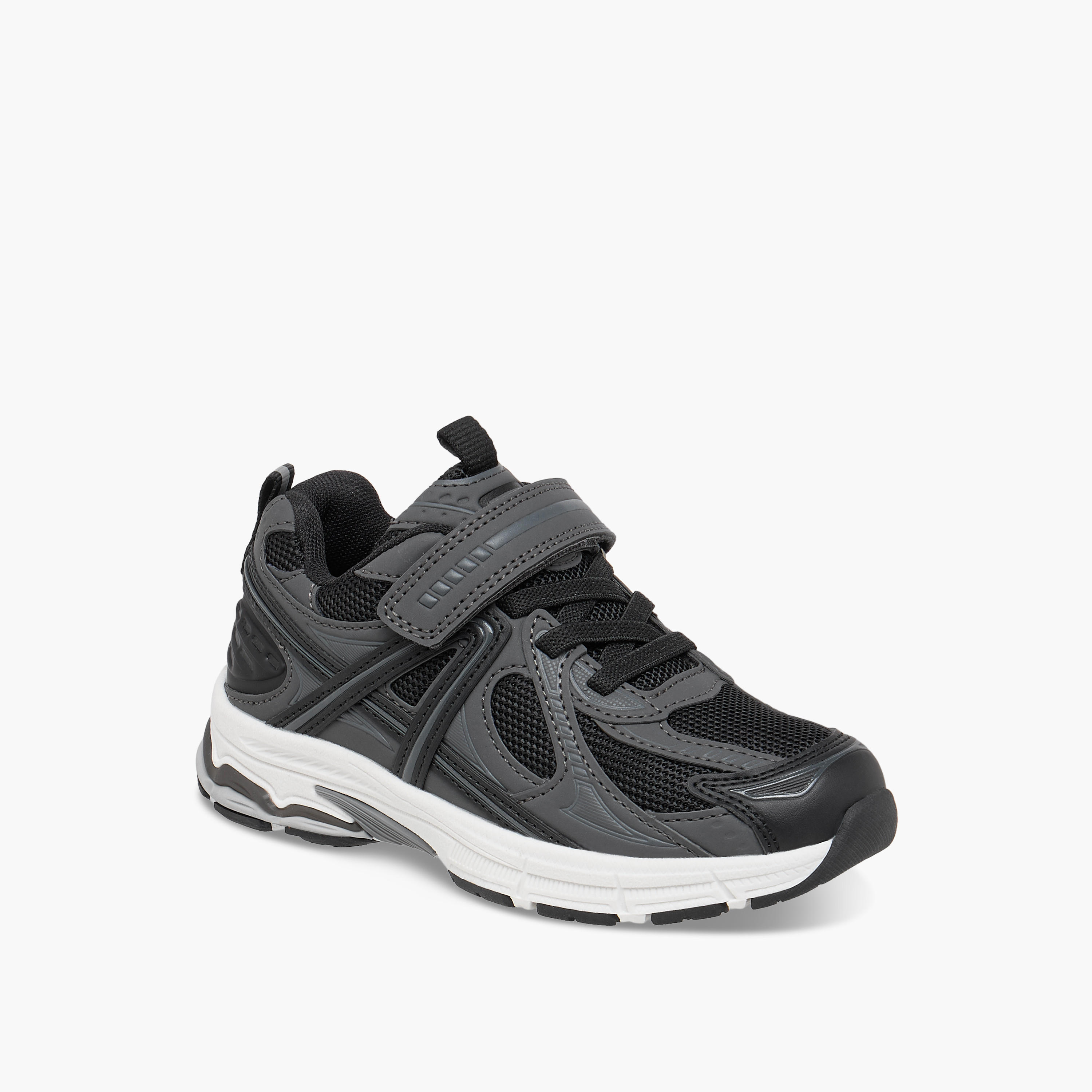 Juniors Panelled Sneakers with Hook and Loop Closure-boys-shoes-sneakers-image-2
