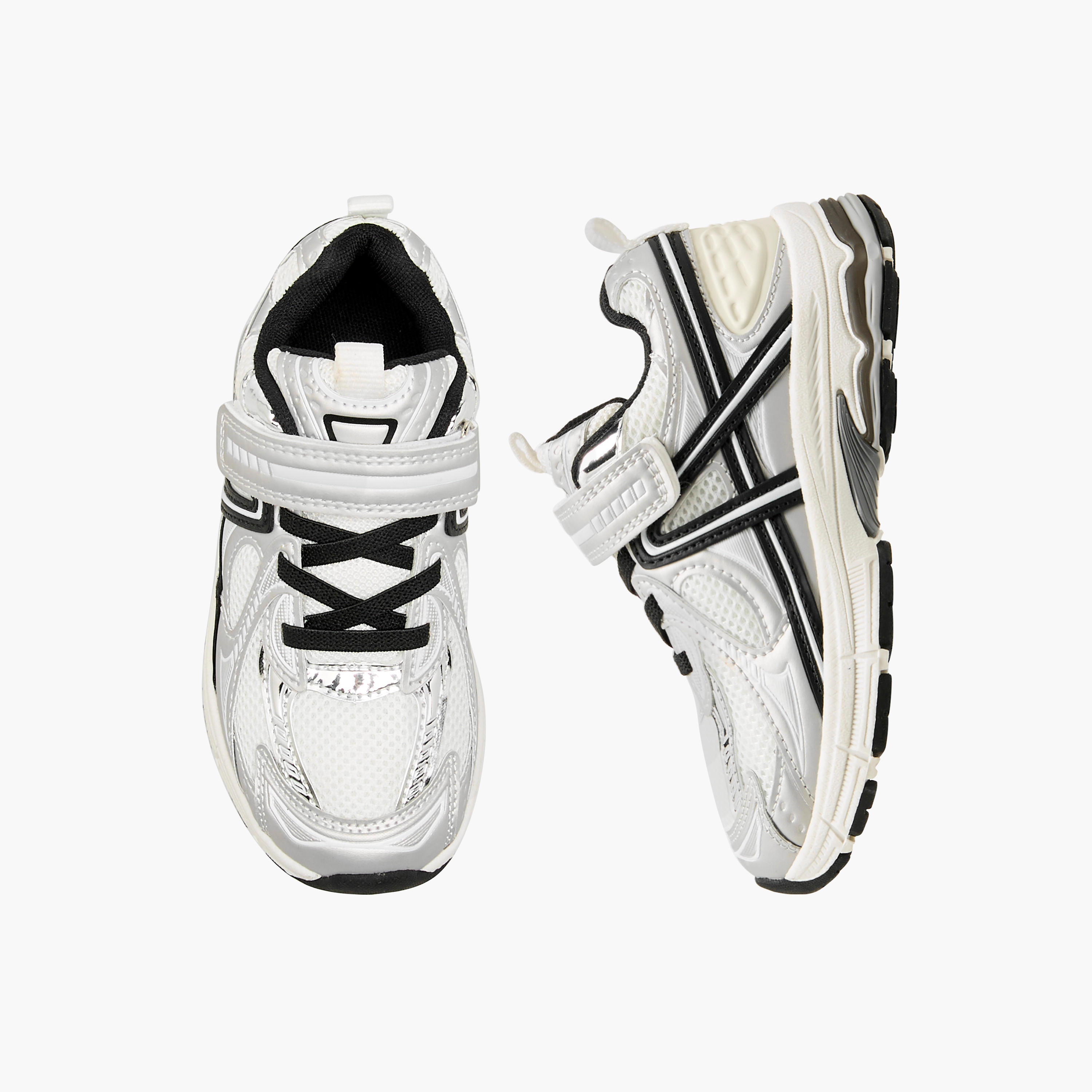 Juniors Panelled Sneakers with Hook and Loop Closure-girls-shoes-sneakers-image-1