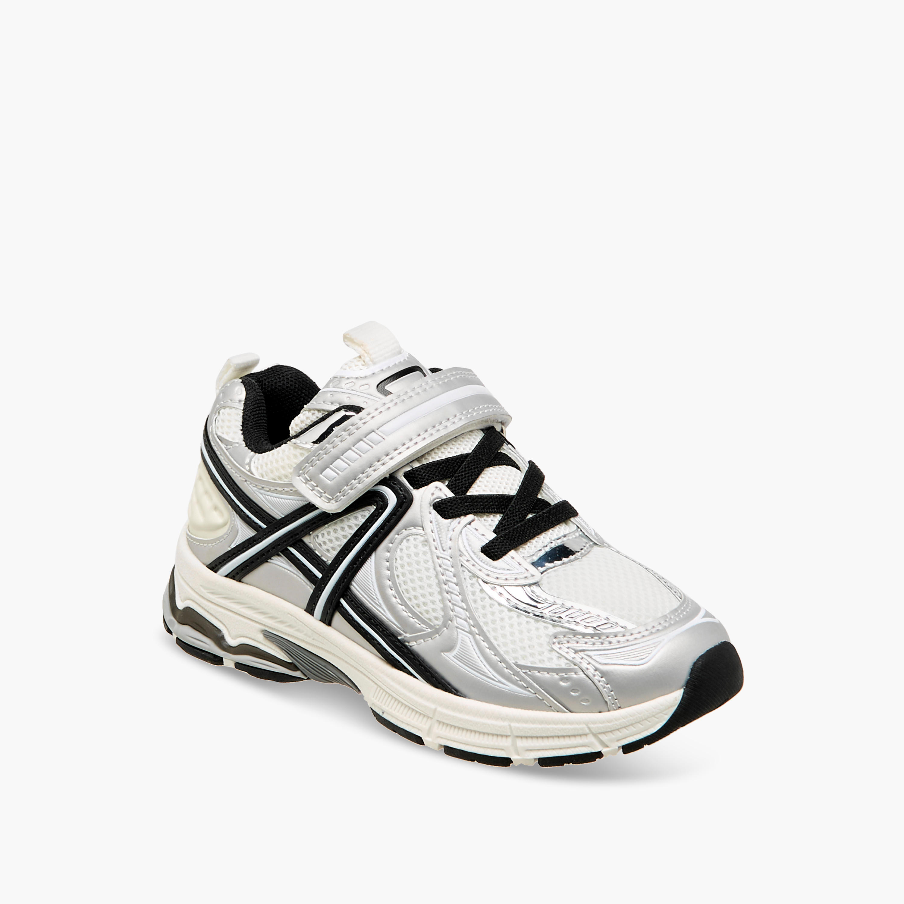 Juniors Panelled Sneakers with Hook and Loop Closure-girls-shoes-sneakers-image-2