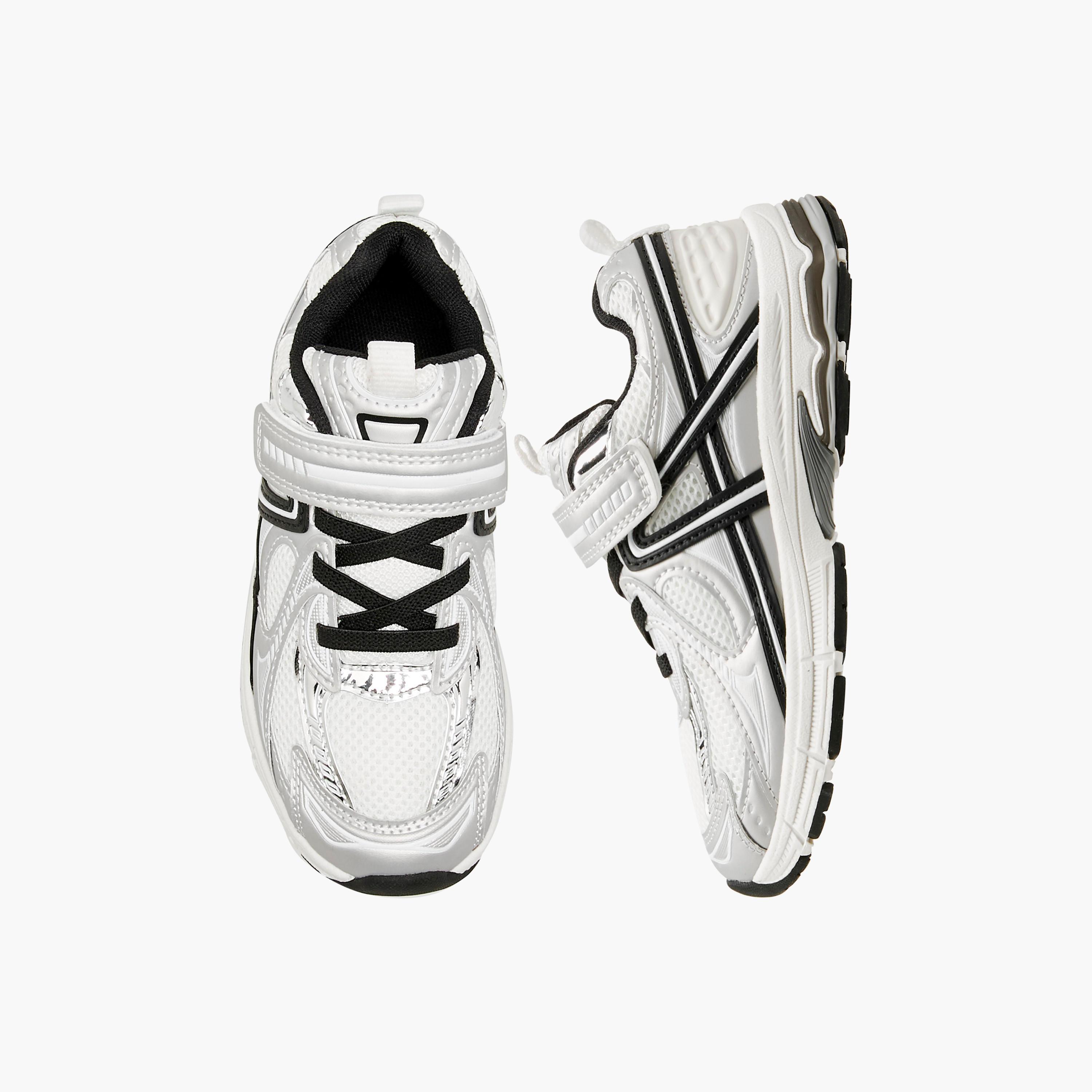 Little Missy Panelled Sneakers with Hook and Loop Closure-girls-shoes-sneakers-image-1