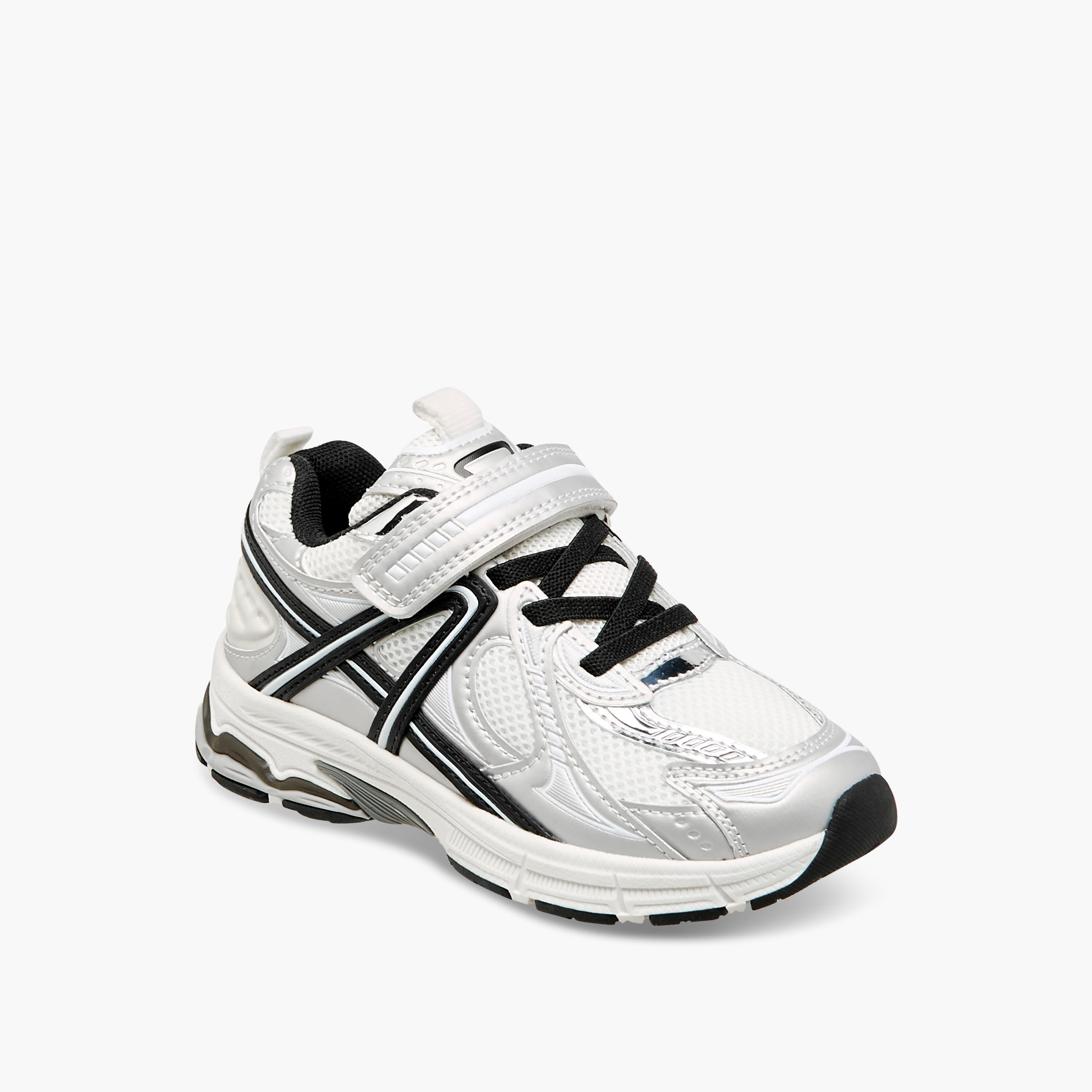 Little Missy Panelled Sneakers with Hook and Loop Closure-girls-shoes-sneakers-image-2