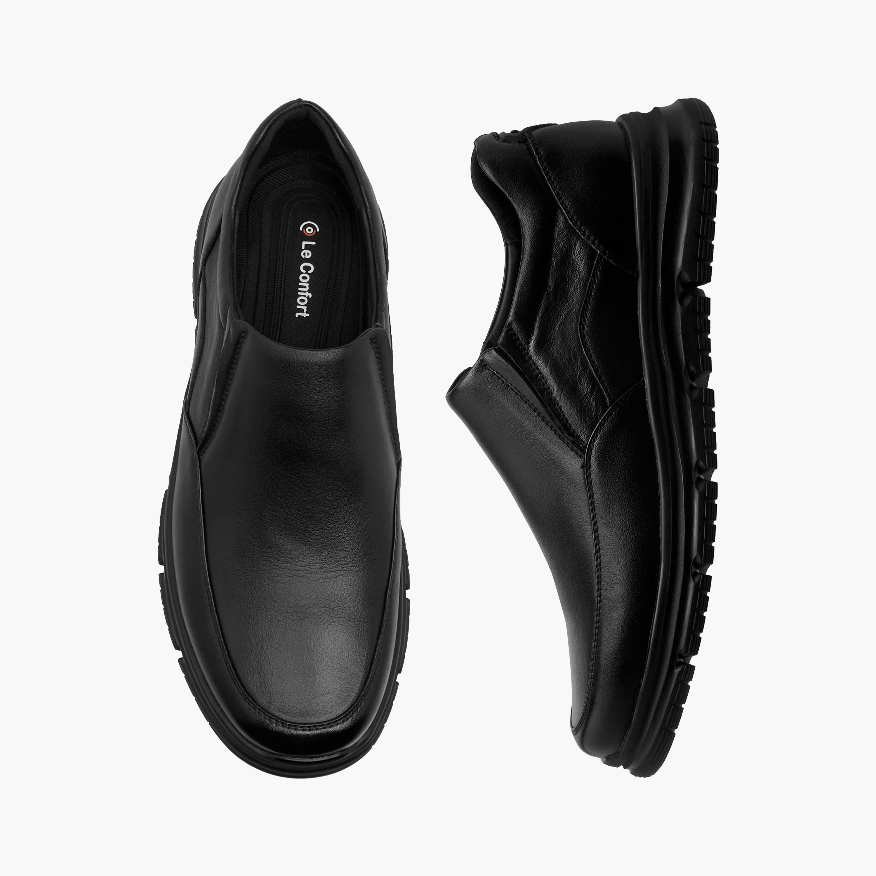 Le Confort Leather Solid Slip-On Loafers-men-shoes-formalshoes-image-1