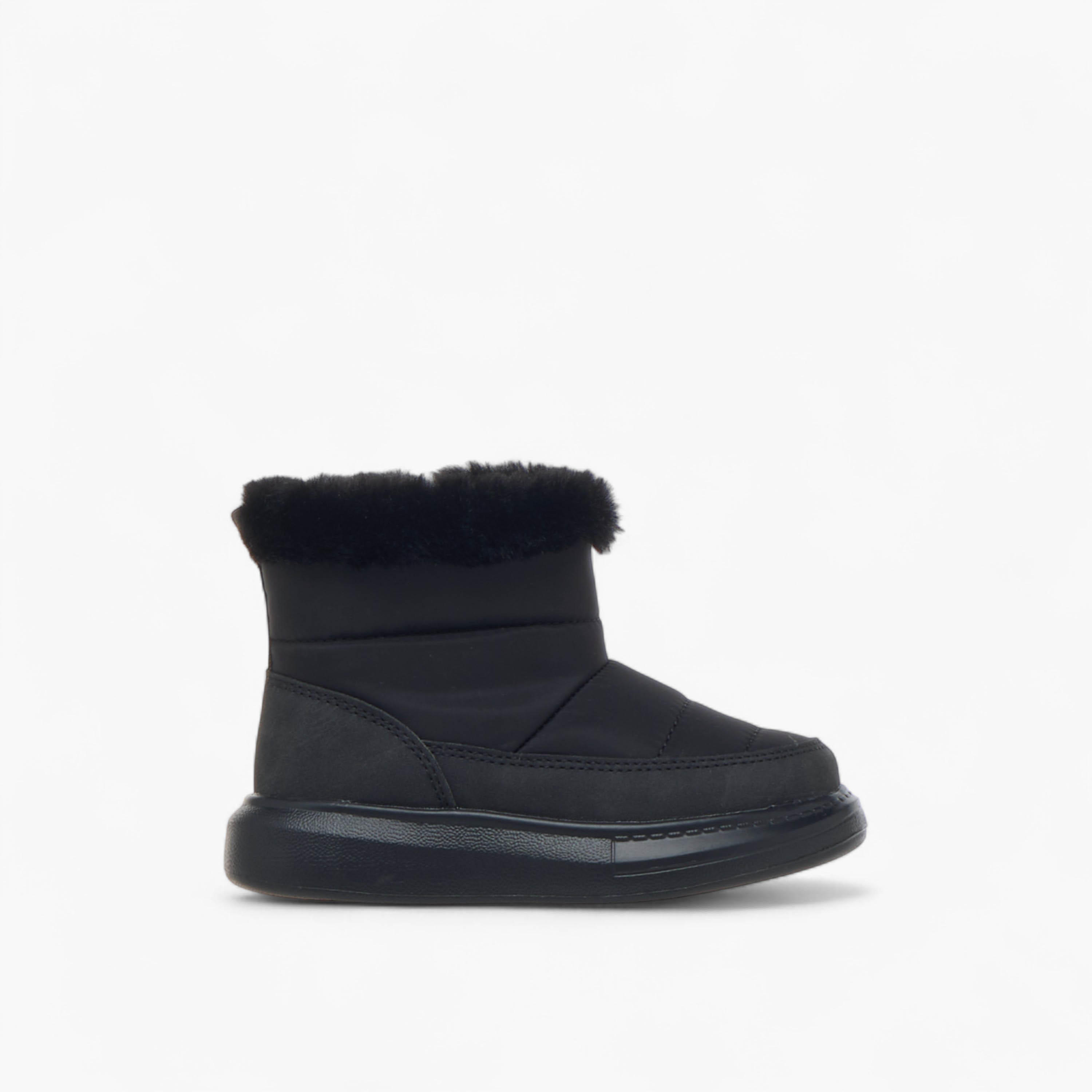 Barefeet Faux Fur Accent Ankle Boots with Zip Closure-girls-shoes-boots-image-3
