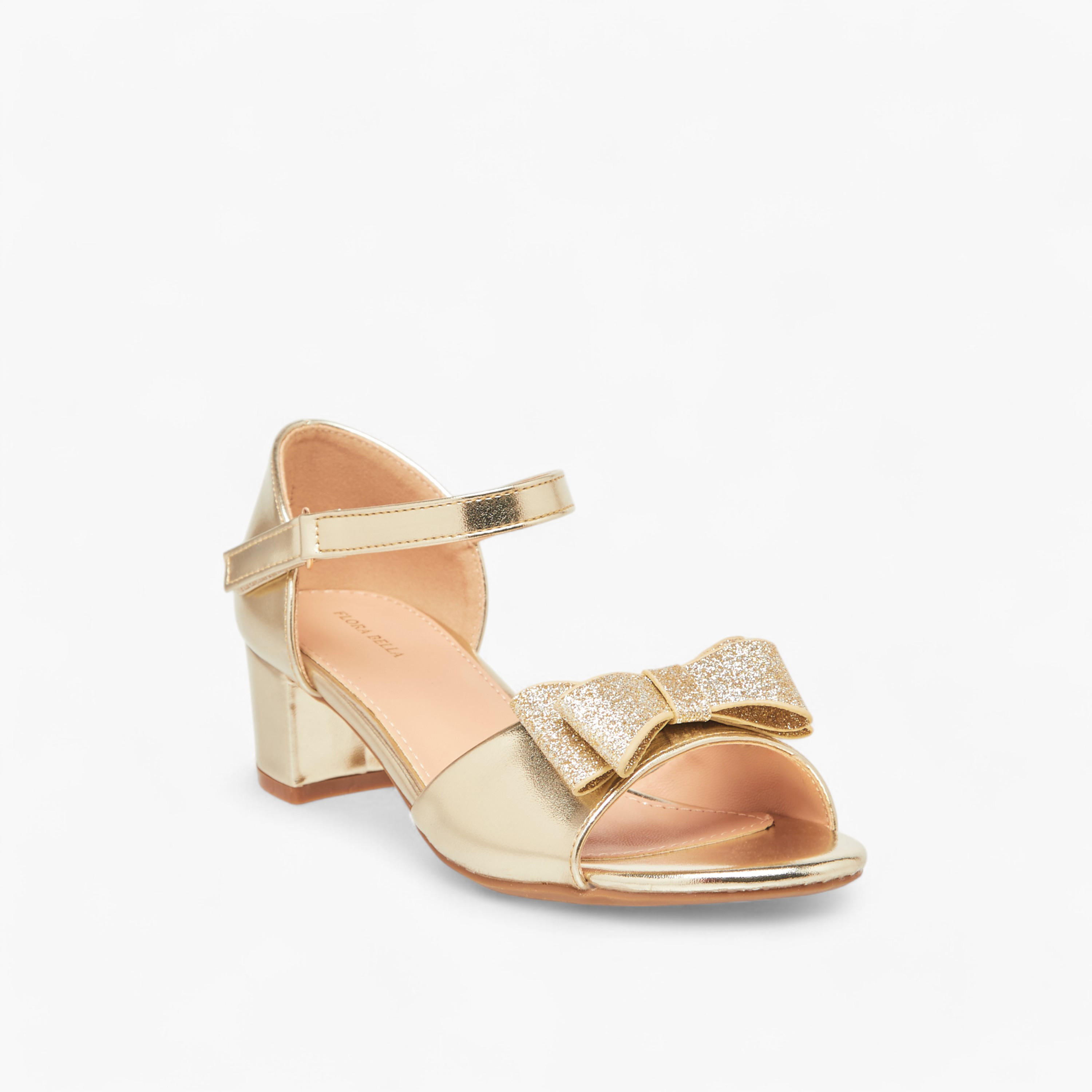 صندل بشريط إغلاق لاصق وزخرفة فيونكة من فلورا بيلا-girls-shoes-sandals-image-2