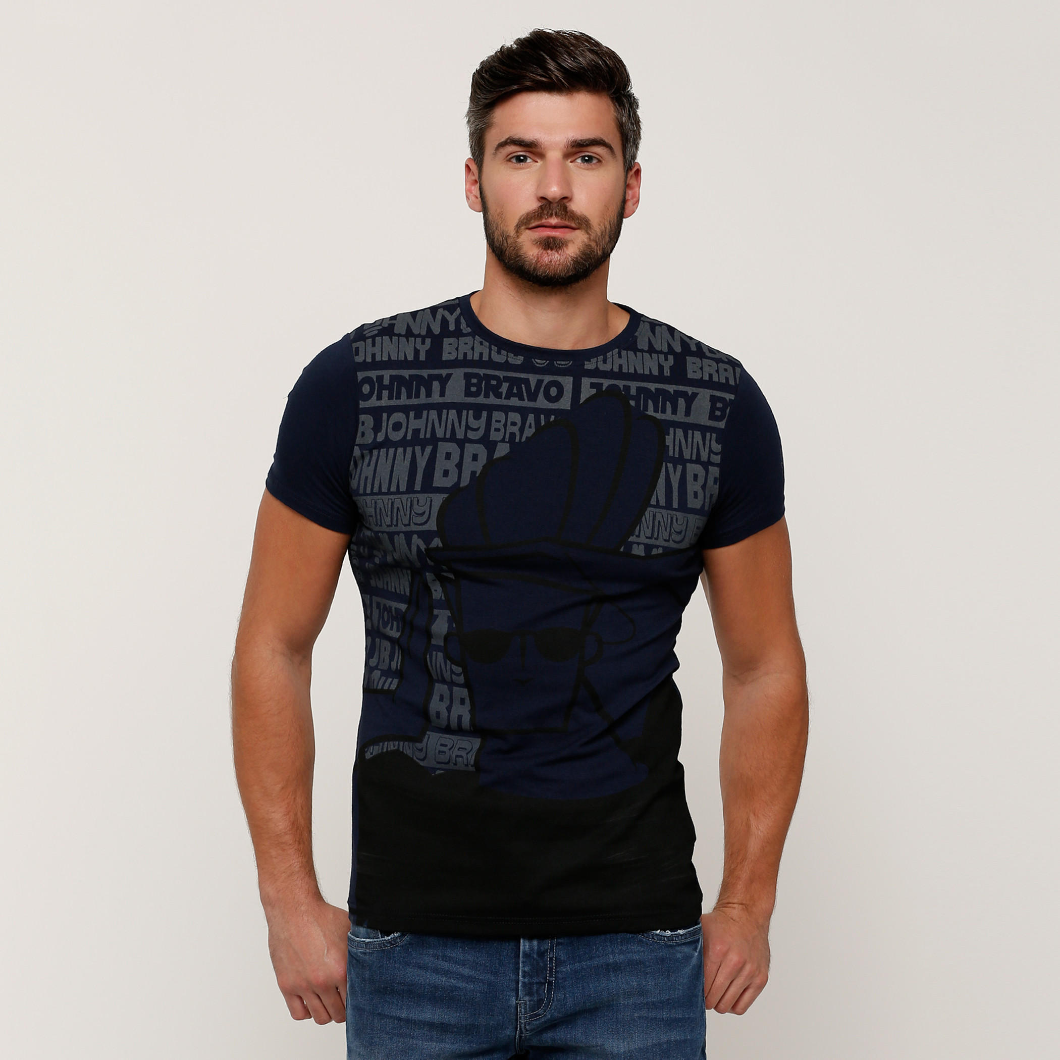 تيشيرت بياقة مستديرة وأكمام قصيرة وطبعات جوني برافو-men-clothing-tshirtsandpolos-tshirts-image-1