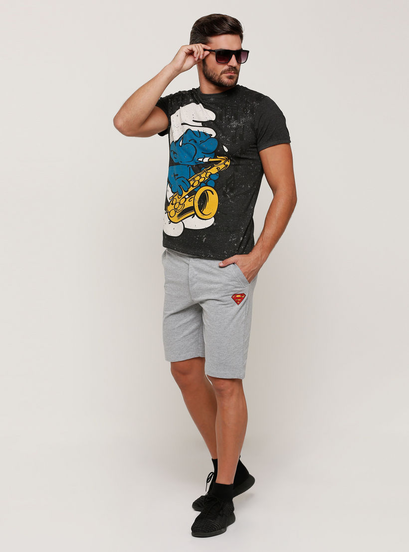 شورت بخصر مطّاطي وجيوب مع طبعات سوبر مان-men-clothing-bottoms-shorts-image-5