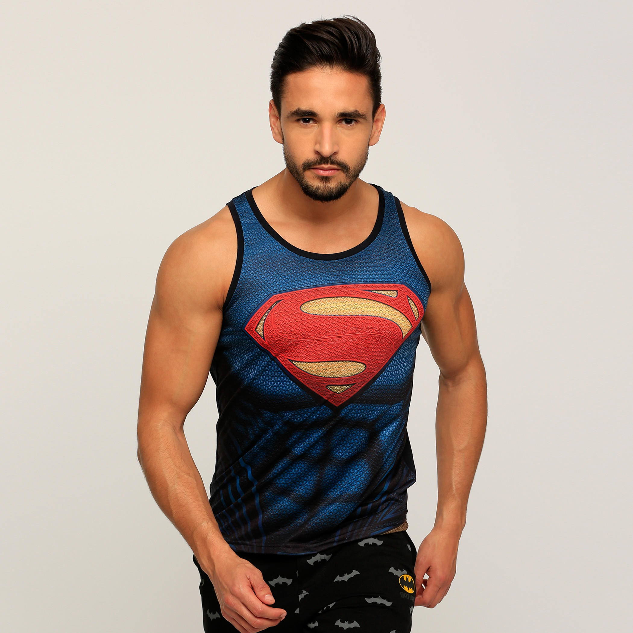 تيشيرت دون أكمام بطبعات سوبرمان وياقة مستديرة-men-clothing-tshirtsandpolos-tshirts-image-1