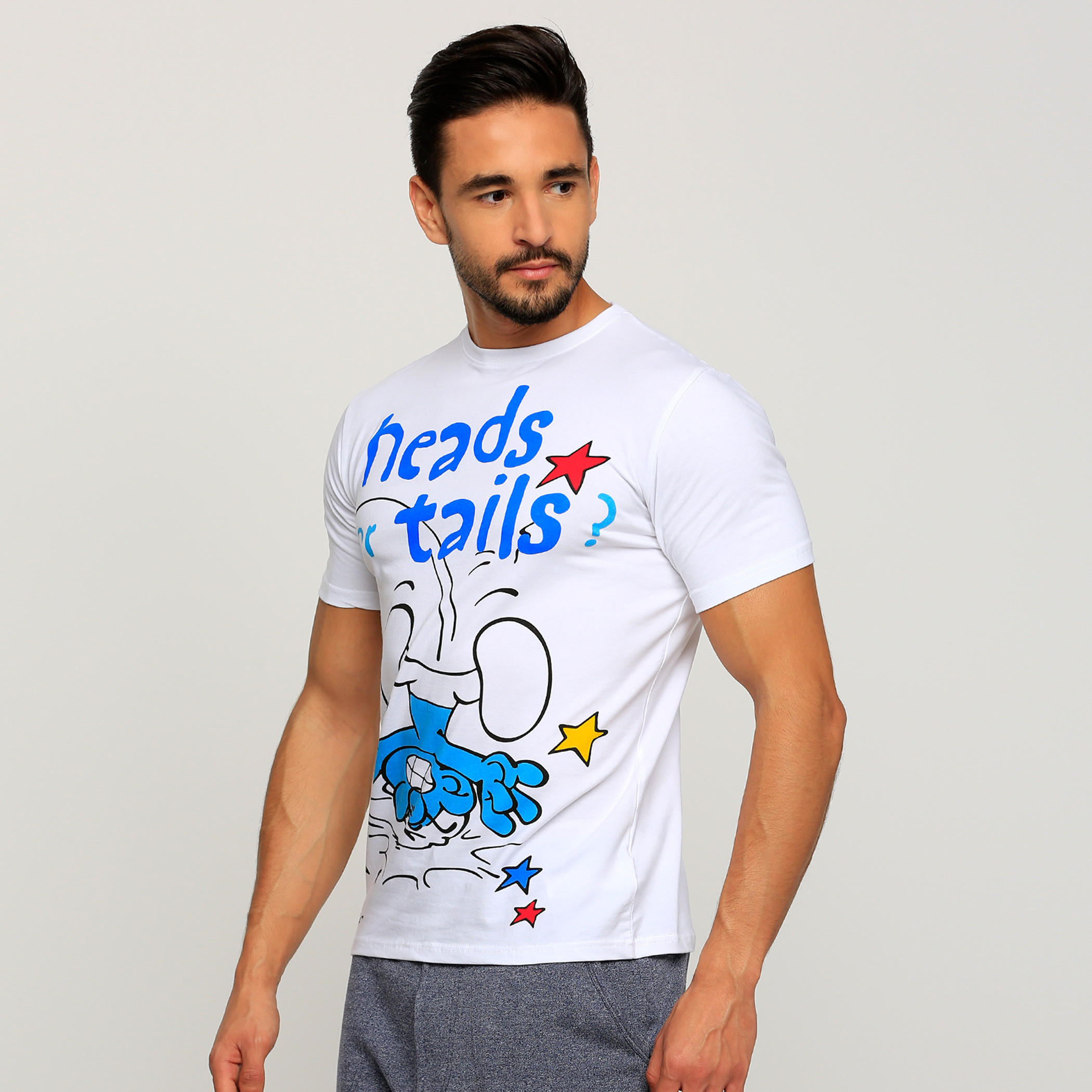 تيشيرت بأكمام قصيرة وياقة مستديرة وطبعات السنافر-men-clothing-tshirtsandpolos-tshirts-image-3
