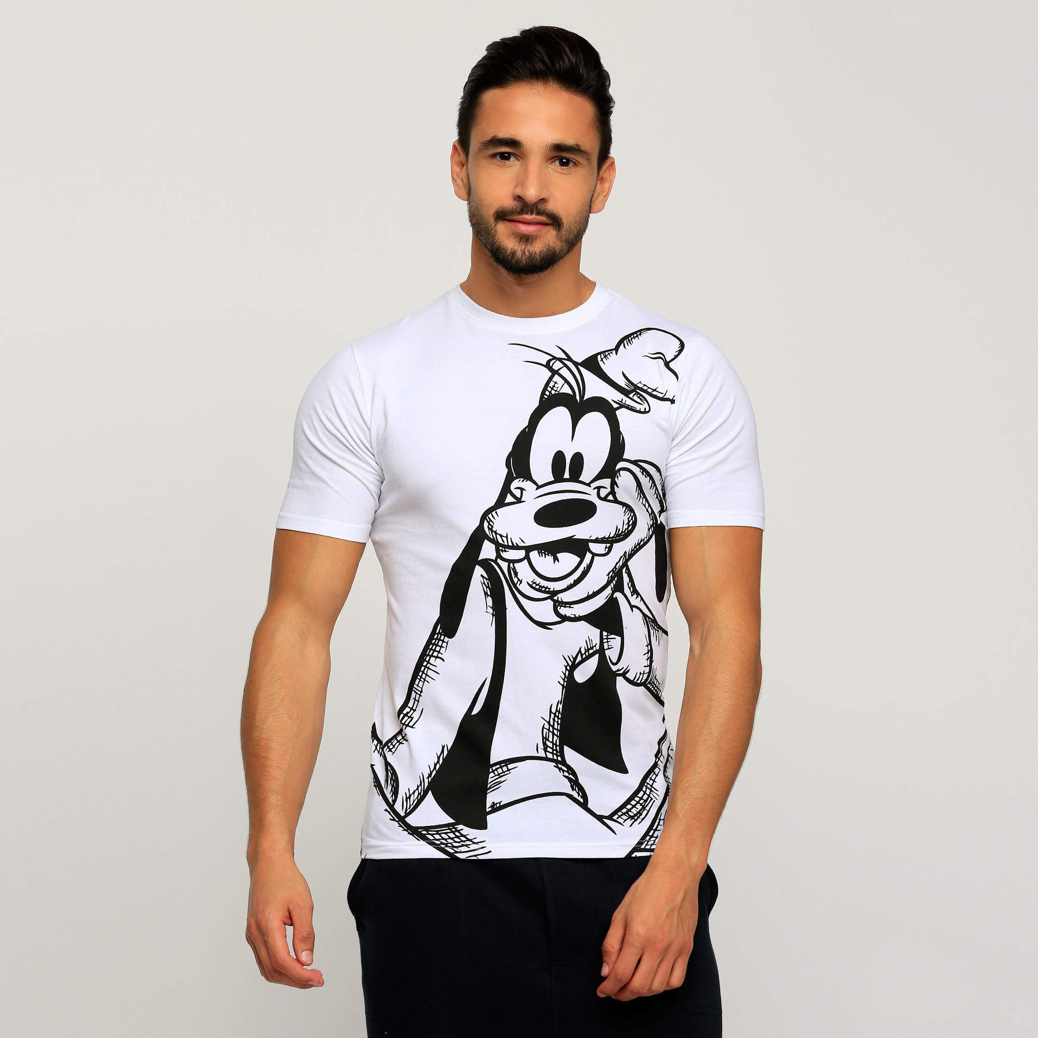 Goofy Printed Round Neck T-Shirt with Short Sleeves-men-clothing-tshirtsandpolos-tshirts-image-1