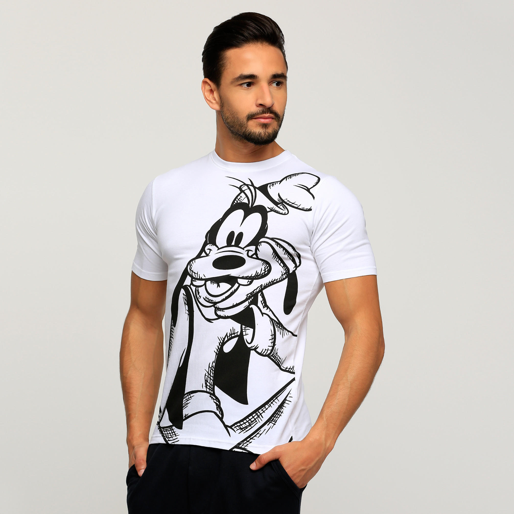 Goofy Printed Round Neck T-Shirt with Short Sleeves-men-clothing-tshirtsandpolos-tshirts-image-3