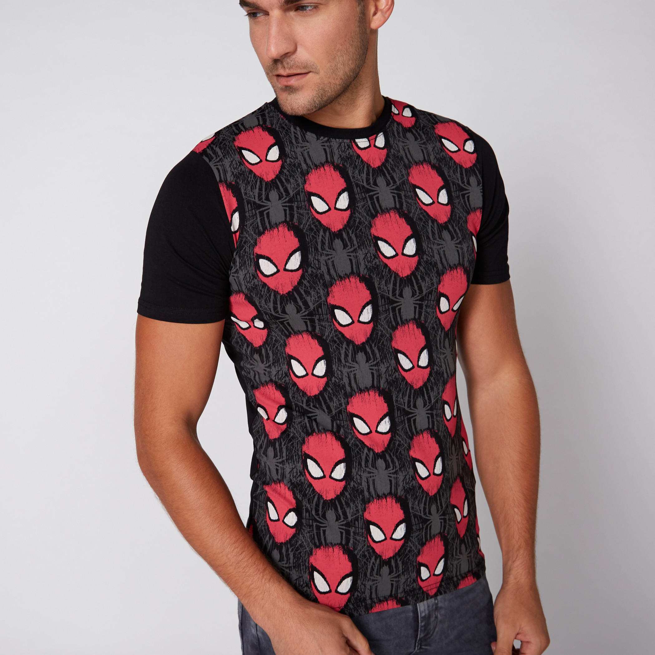 تيشيرت بياقة مستديرة وأكمام قصيرة مع طبعات سبايدر مان-men-clothing-tshirtsandpolos-tshirts-image-1