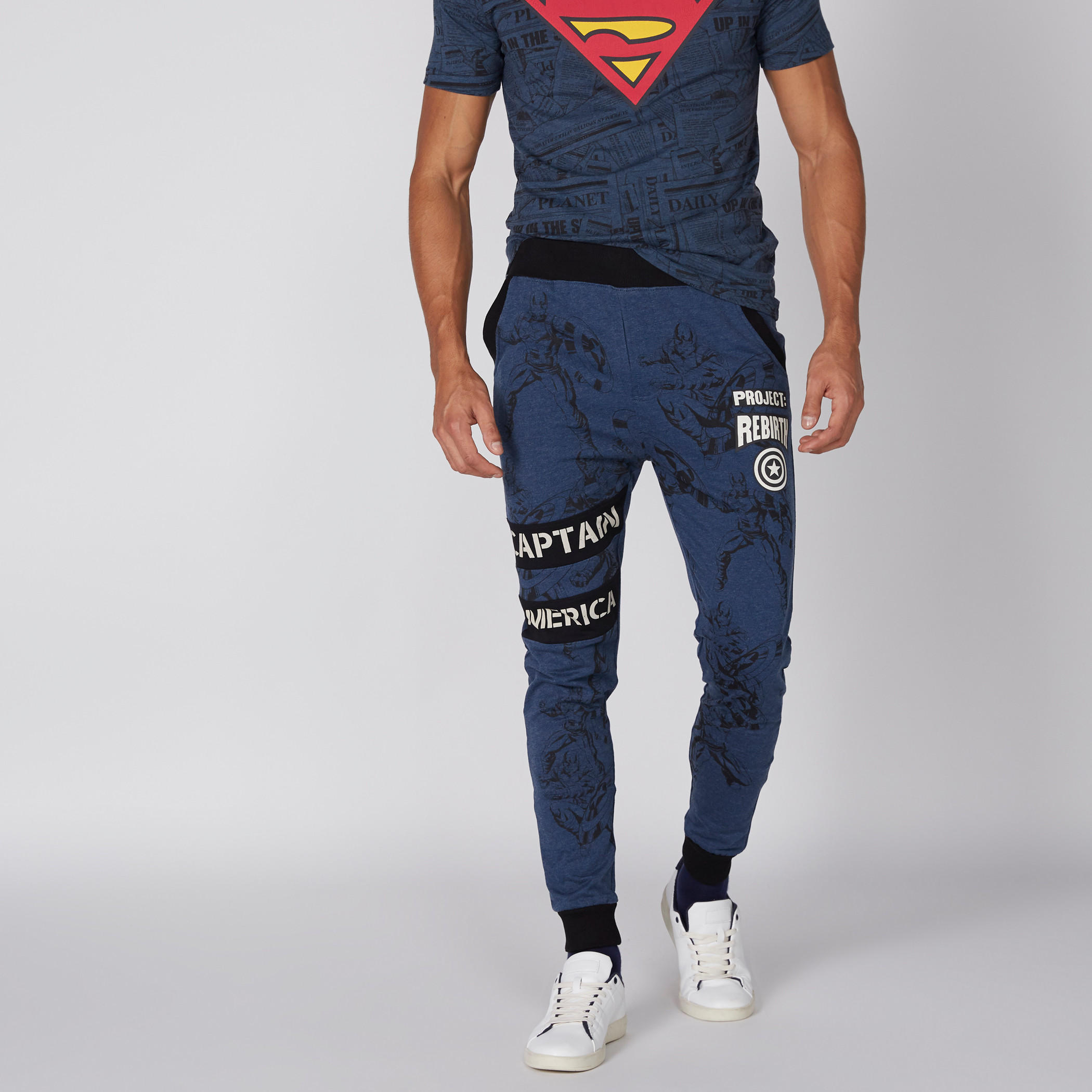 بنطال رياضي طويل بجيوب وطبعات كابتن أمريكا-men-clothing-bottoms-trousersandchinos-trousers-image-1