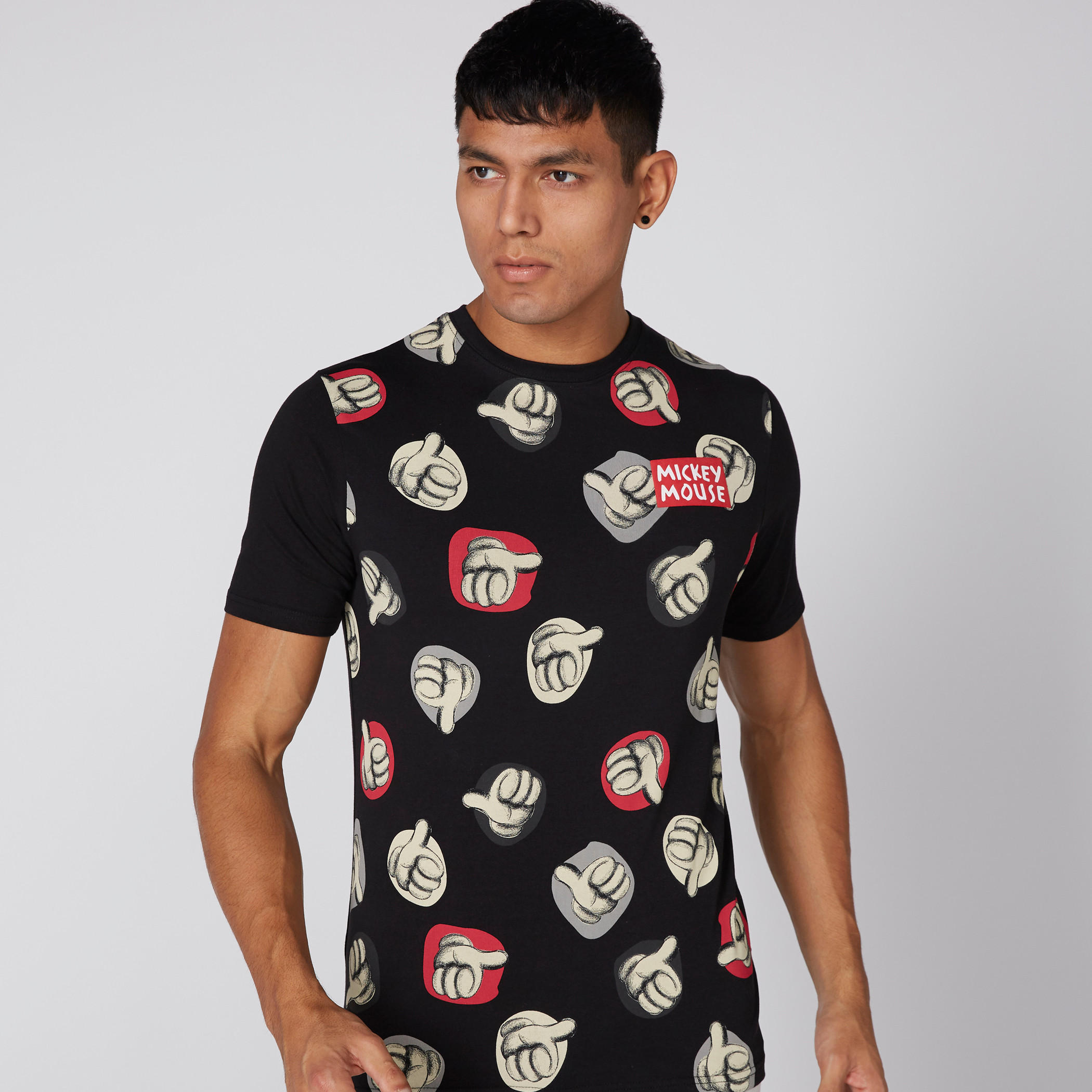 تيشيرت بياقة مستديرة وأكمام قصيرة وطبعات ميكي ماوس-men-clothing-tshirtsandpolos-tshirts-image-1